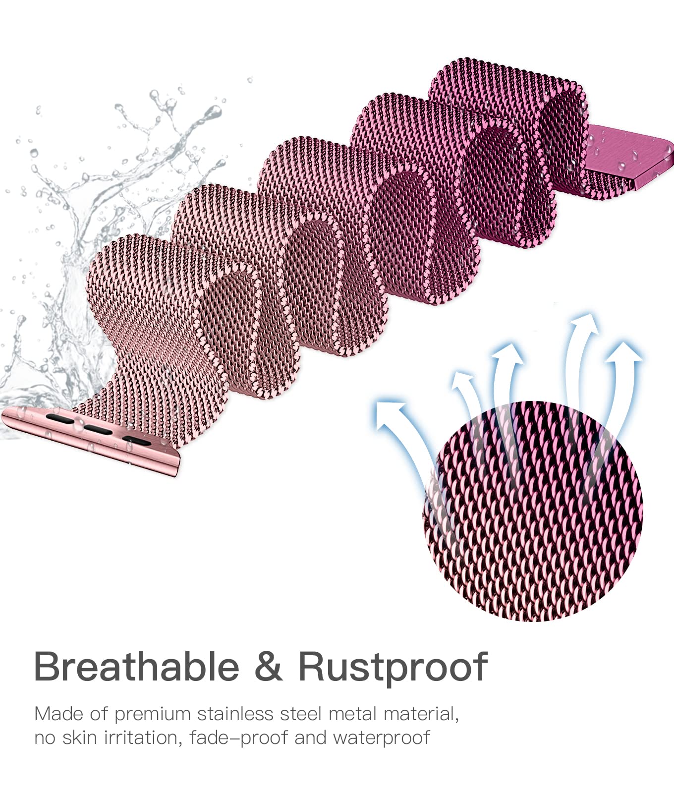 Rabini Compatible For Magnetic Apple Watch Band 38Mm 40Mm 41Mm 42Mm 46Mm 44Mm 45Mm 49Mm Women Men, Stainless Steel Mesh Metal Ba