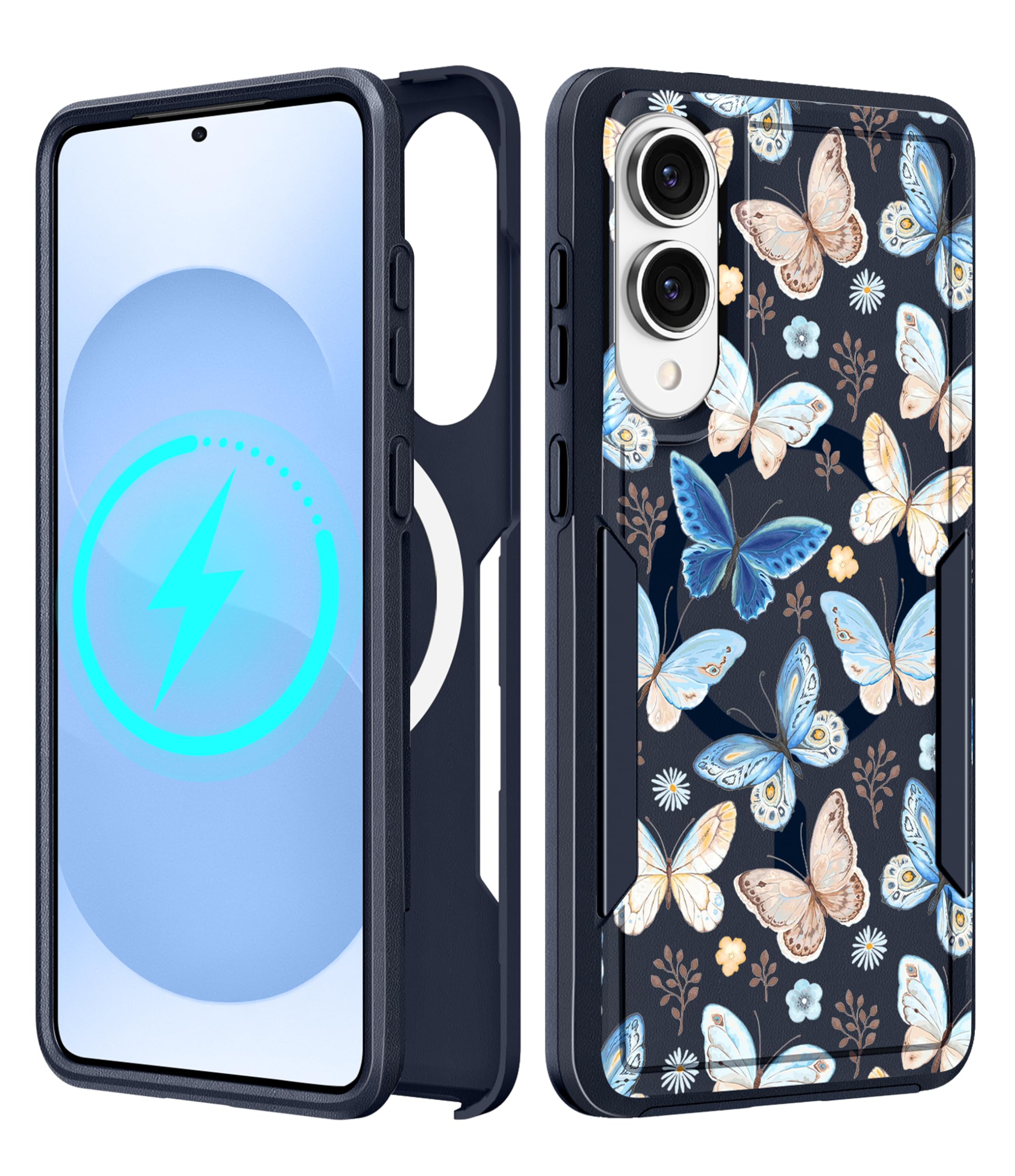 LISEVO for Samsung Galaxy S25 Edge Case - Compatible with MagSafe Women Girls Cute Magnetic Protective Phone Cover Girly Blue Bu