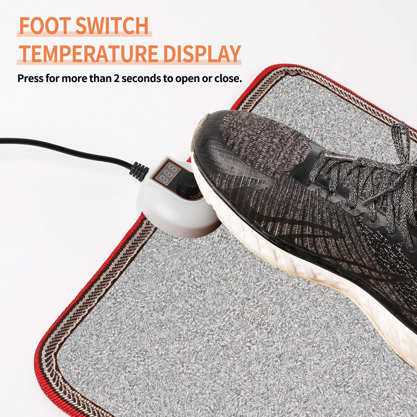 Electric Heated Floor Mats Under Desk, Heated Foot Warmer   110V Toes Warming Heater For Office And Home(Stone Grain)