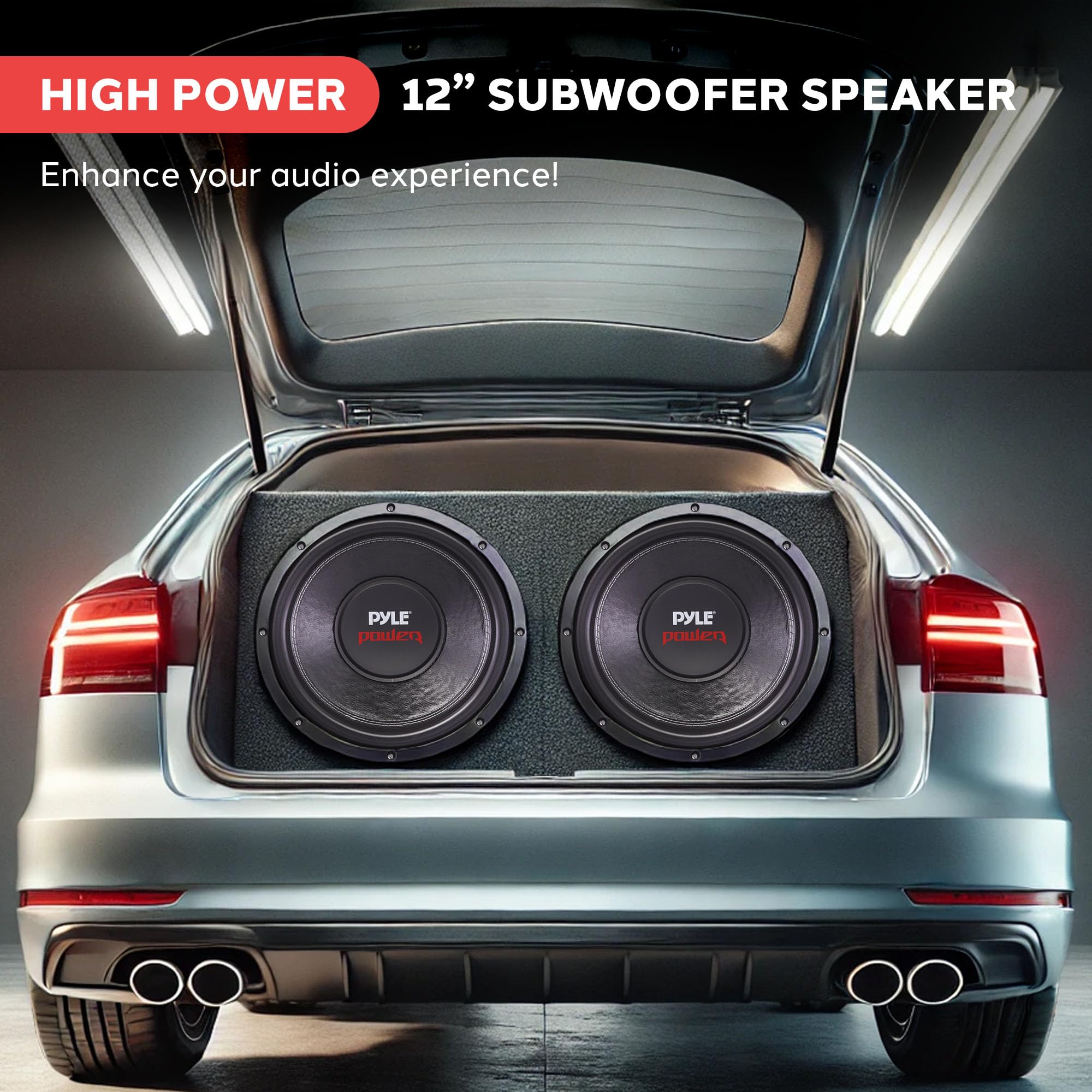Pyle 12" Car Audio Subwoofer - 1600W, Black, Non-Press Paper Cone, Model PLPW12D