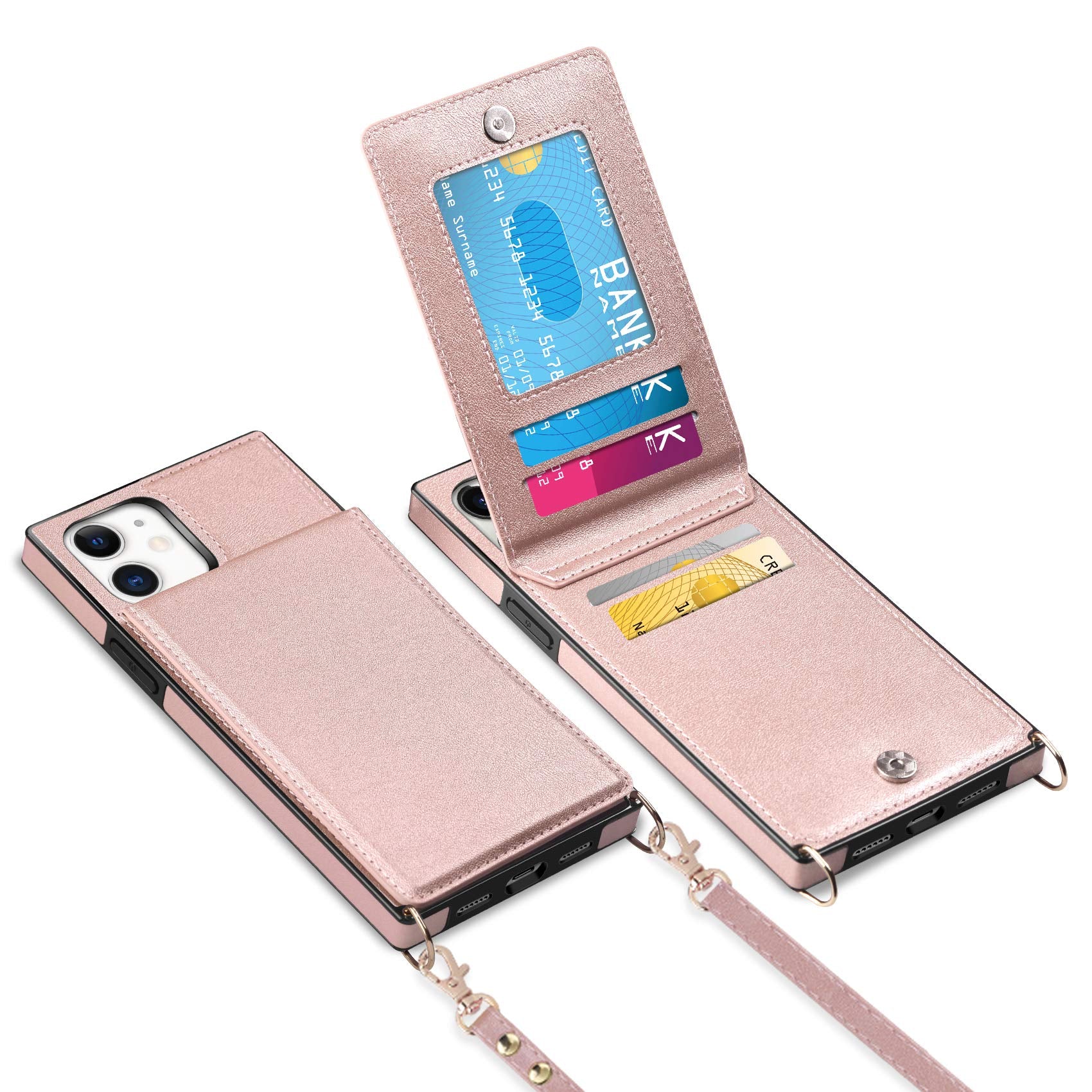 Vofolen for iPhone 11 Wallet Case with Card Holder Crossbody Lanyard Strap Leather Case Wallet with Magnetic Clasp Kickstand Hea