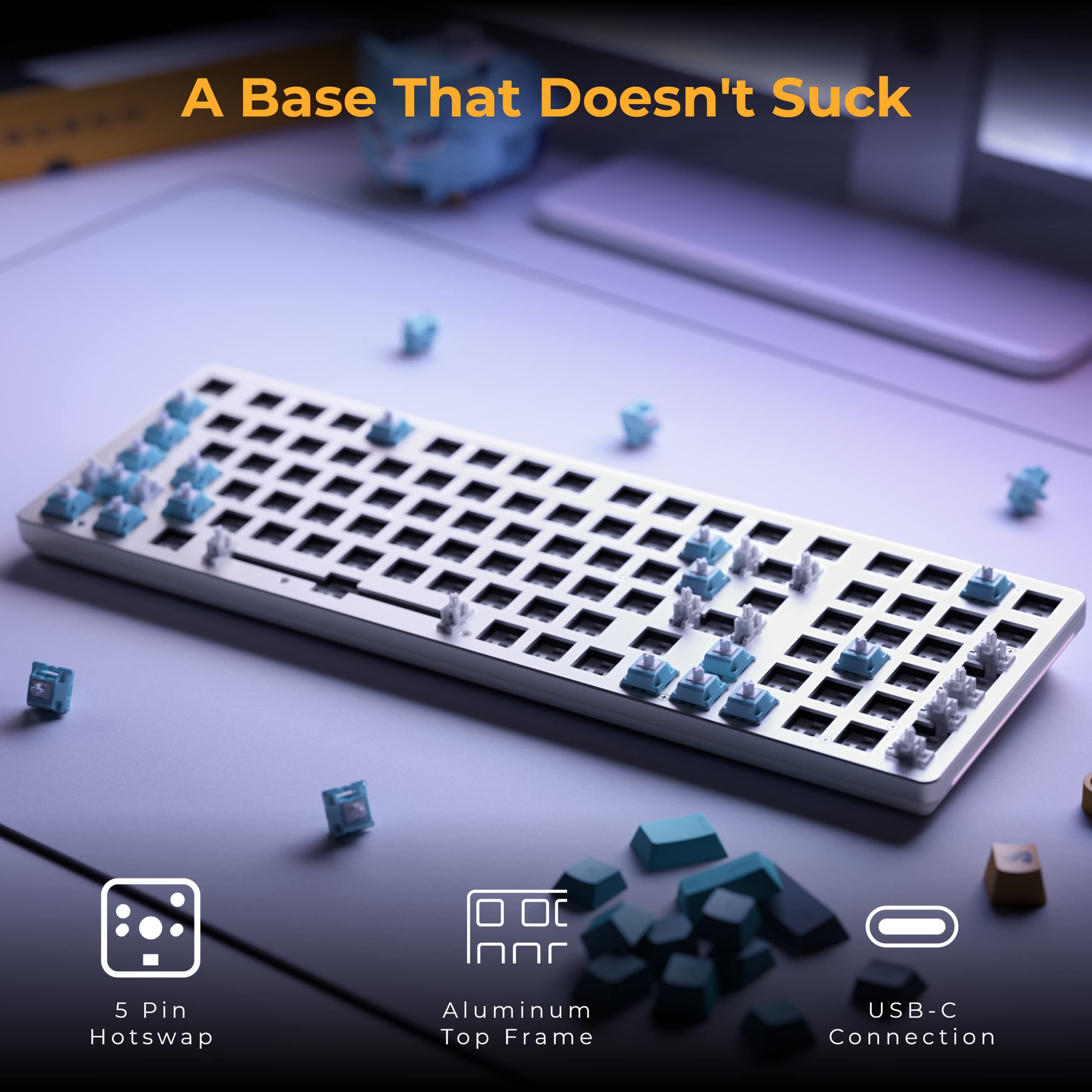 Glorious Gaming Gmmk 2 Full Size (96%) Barebones (Frame Only) - Mechanical Gaming Keyboard Frame, Full Size (96%), Aluminium, Cu