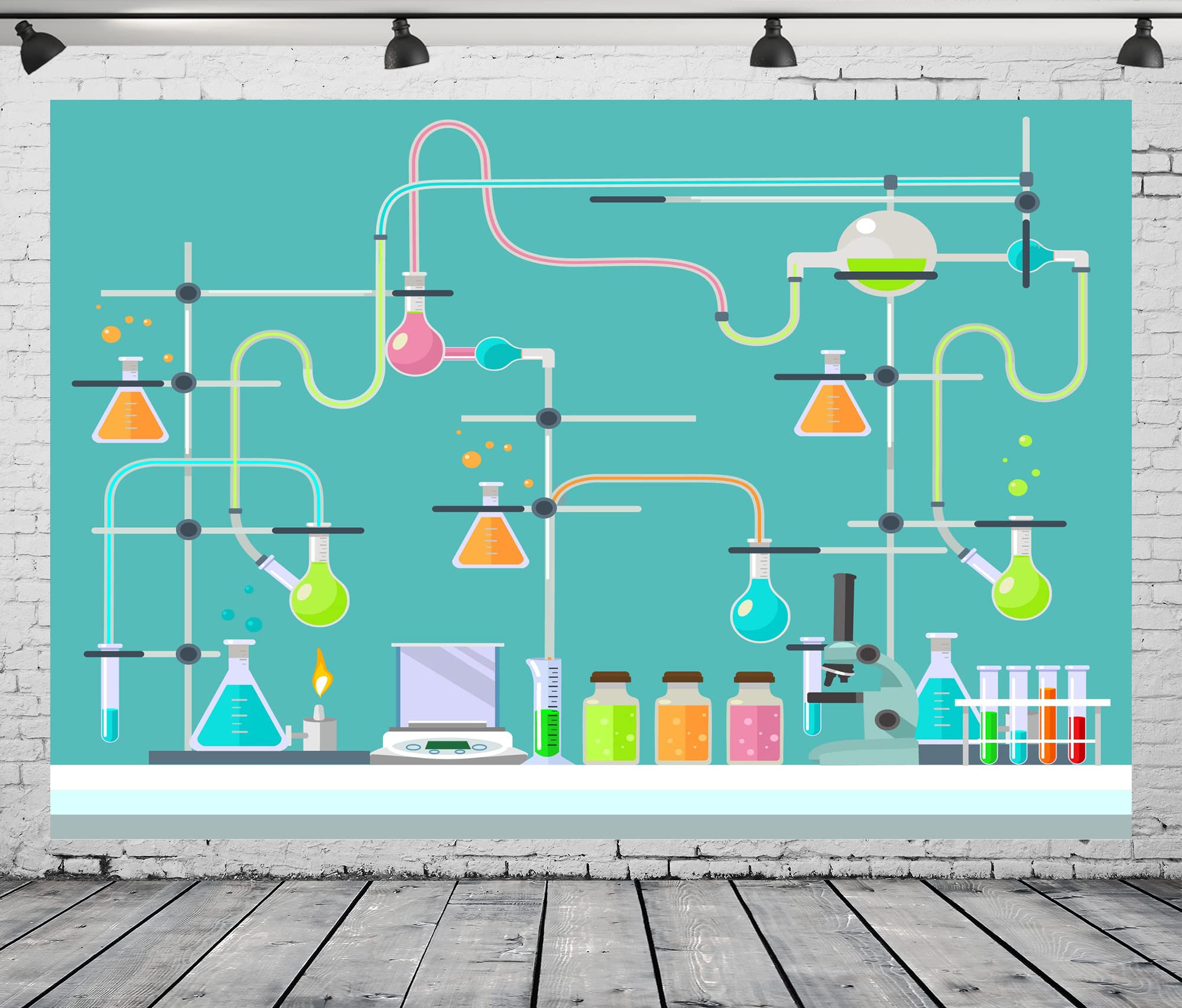 Loccor Fabric 7X5Ft Science Birthday Backdrop Mad Scientist Party Decor For Girl Boy Chemistry Lab Supplies Chemical Experiments