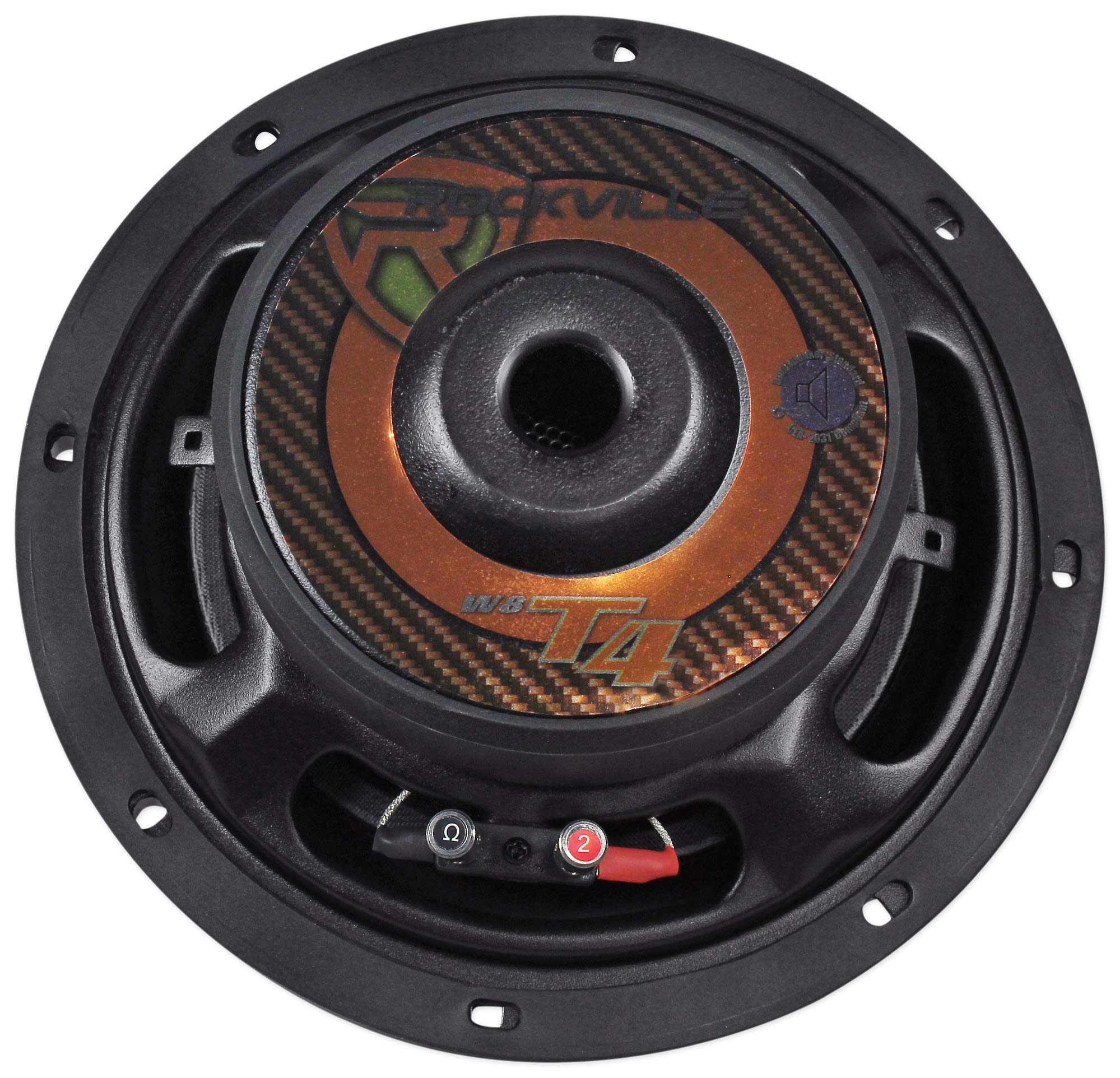 Rockville W8T4 S2 8'' Shallow Mount 1000W Car Subwoofer, Cea 2006 Compliant 2 Ohm