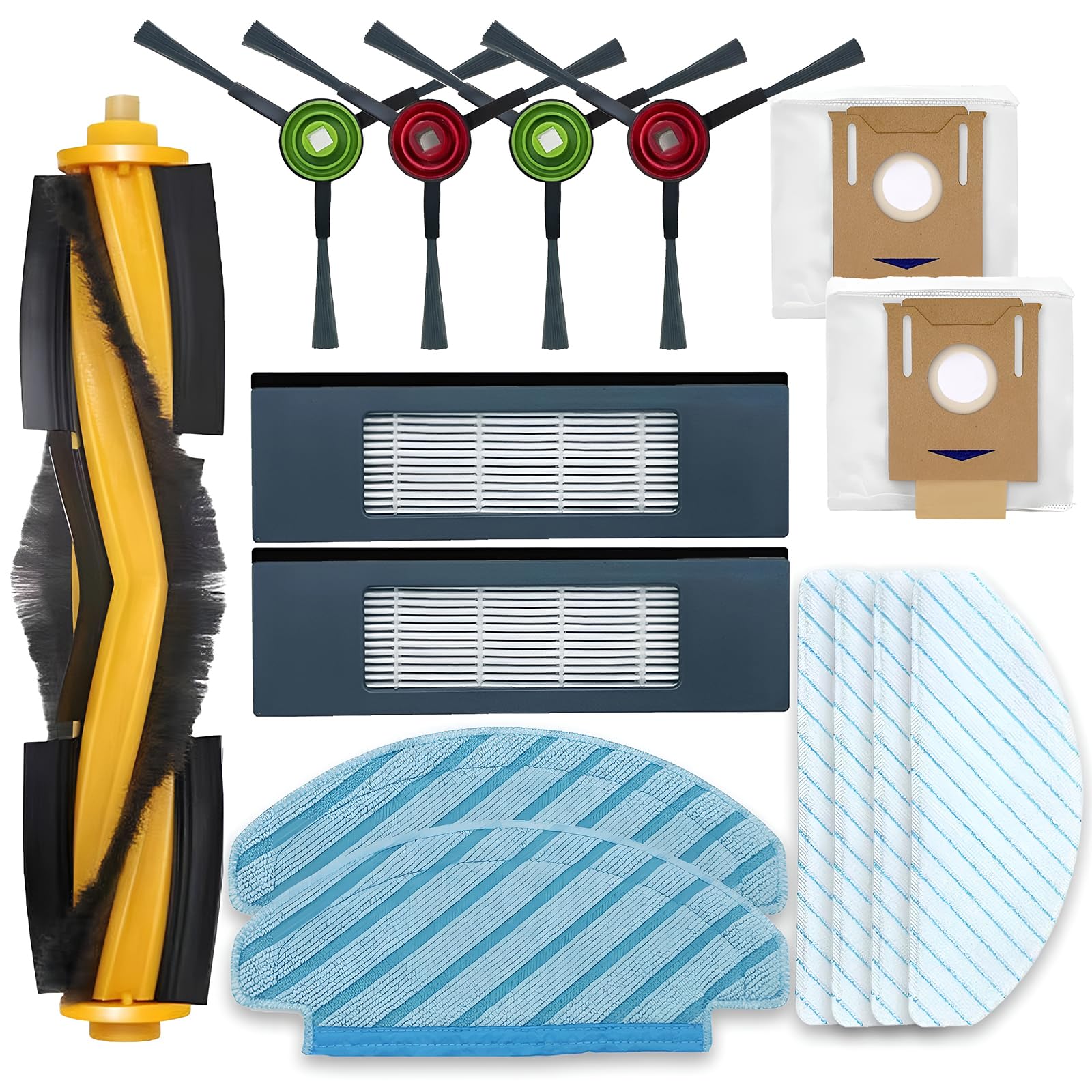 Dvx34 Accessories Kit For Yeedi Vac 2 Pro/Vac/Vac Max/Vac Station Robot Vacuum Replacement Parts, 1 Main Brush, 4 Side Brush, 2