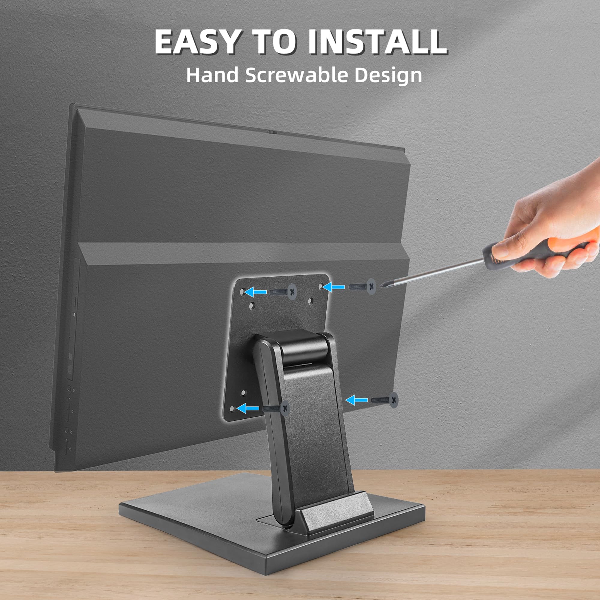 WEARSON Lay Flat Monitor Stand   Foldable Low Profile Monitor Stands Compatible with VESA 75x75 and 100x100 Monitor Mounts WS 03A2