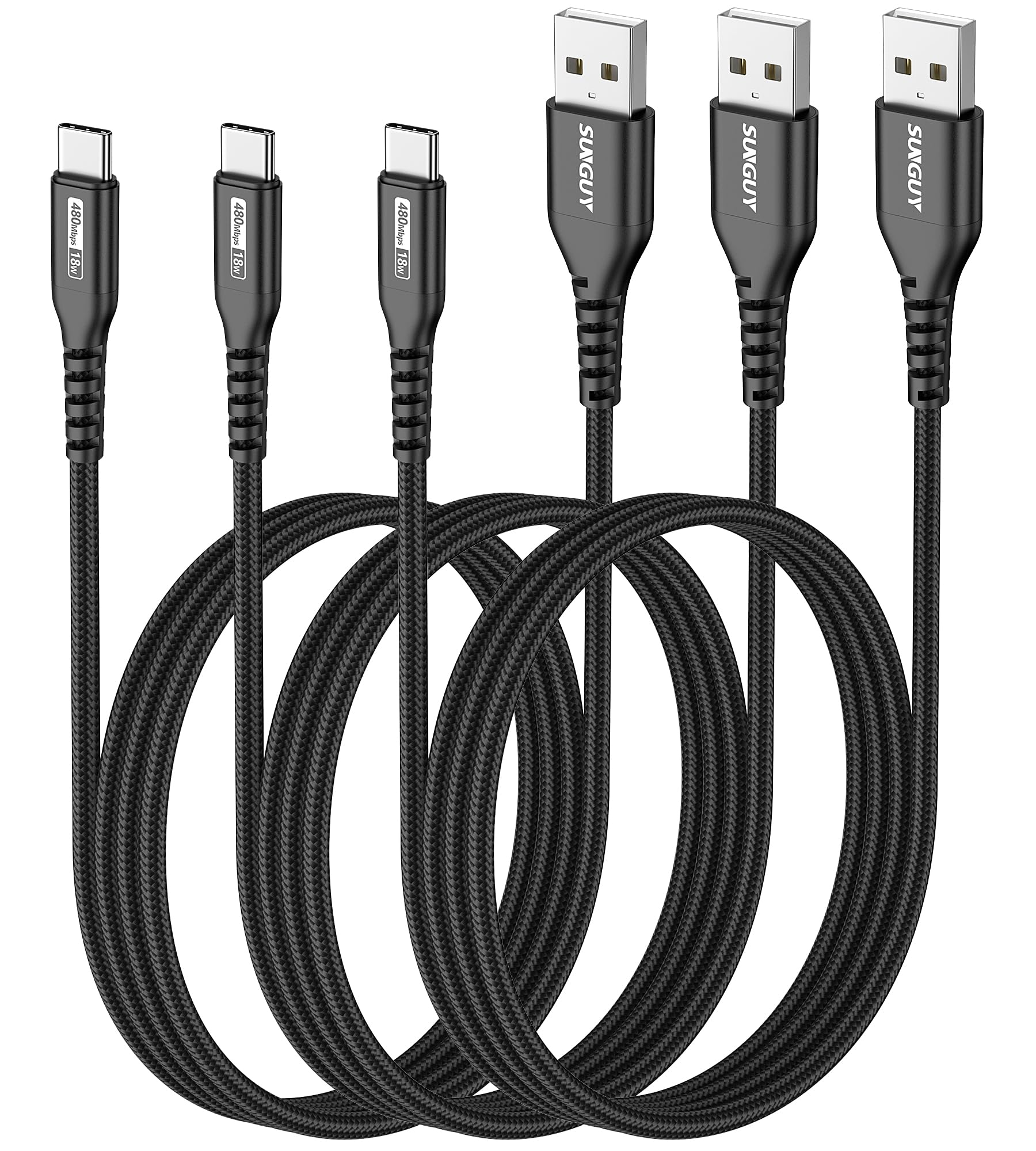 Sunguy Usb C Cable 3Ft [3Pack] 3A Usb To Usb C Cable Fast Charging Data Transfer Braided Compatible With Iphone15/15Pro/15Promax