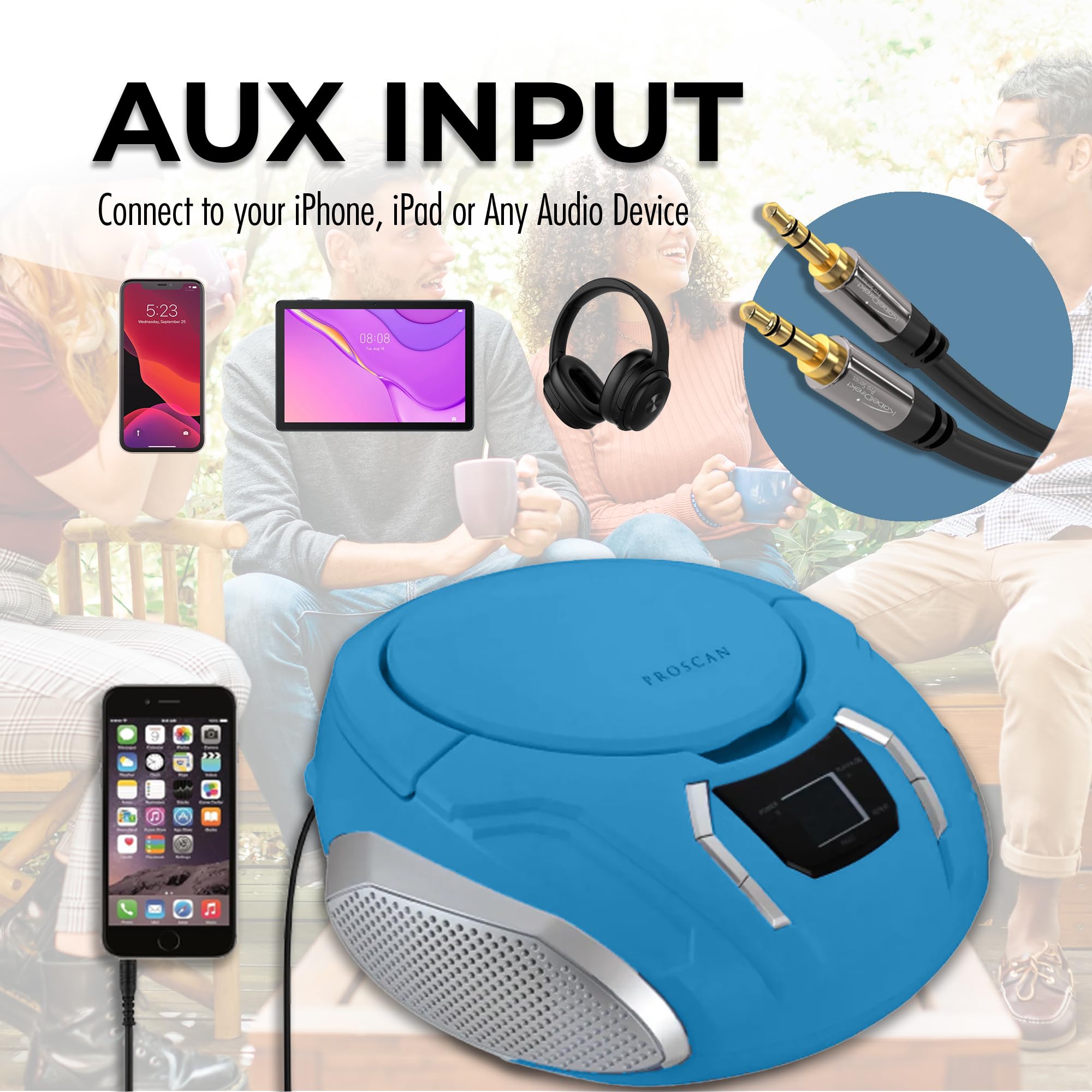 Proscan Elite Portable Cd Player Boombox With Am/Fm Radio + Built In Speakers + Aux Input To Phone/Headphones/Any Audio   Cd Pla