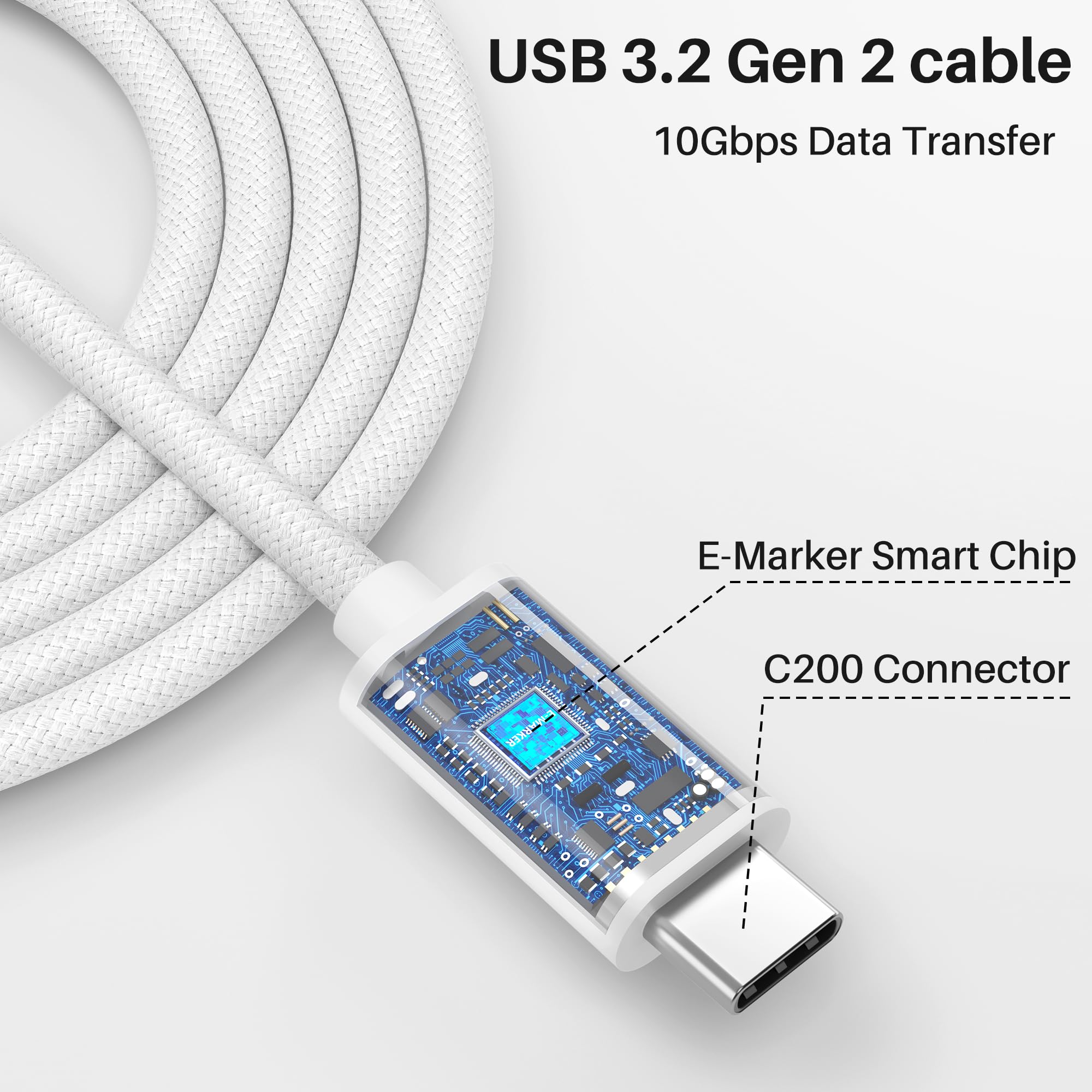 [5Ft 2Pack]Car Carplay Woven Cable For Iphone 15 Usb A To Usb C 3.2 Carplay Adapter Cord Wire For Iphone 15,15 Plus,15 Pro/Pro M