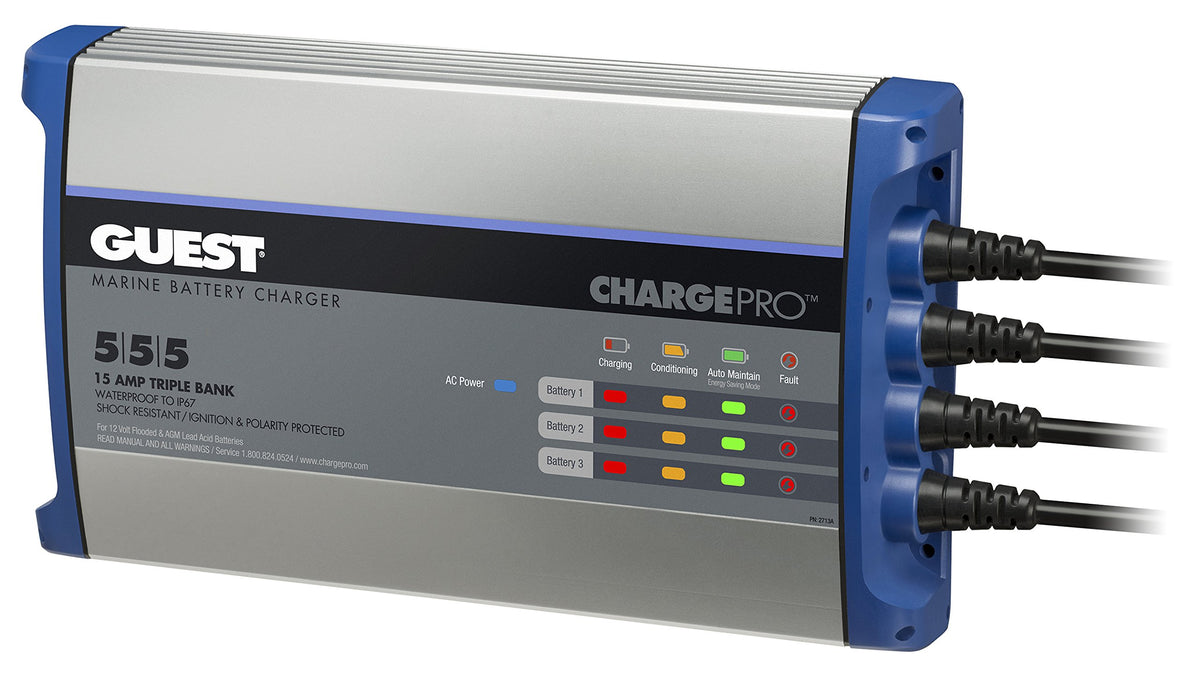 Guest 2713A Guest On-Board Battery Charger 15A / 12V; 3 Bank; 120V Input,WBHDWB079JJKX4Y