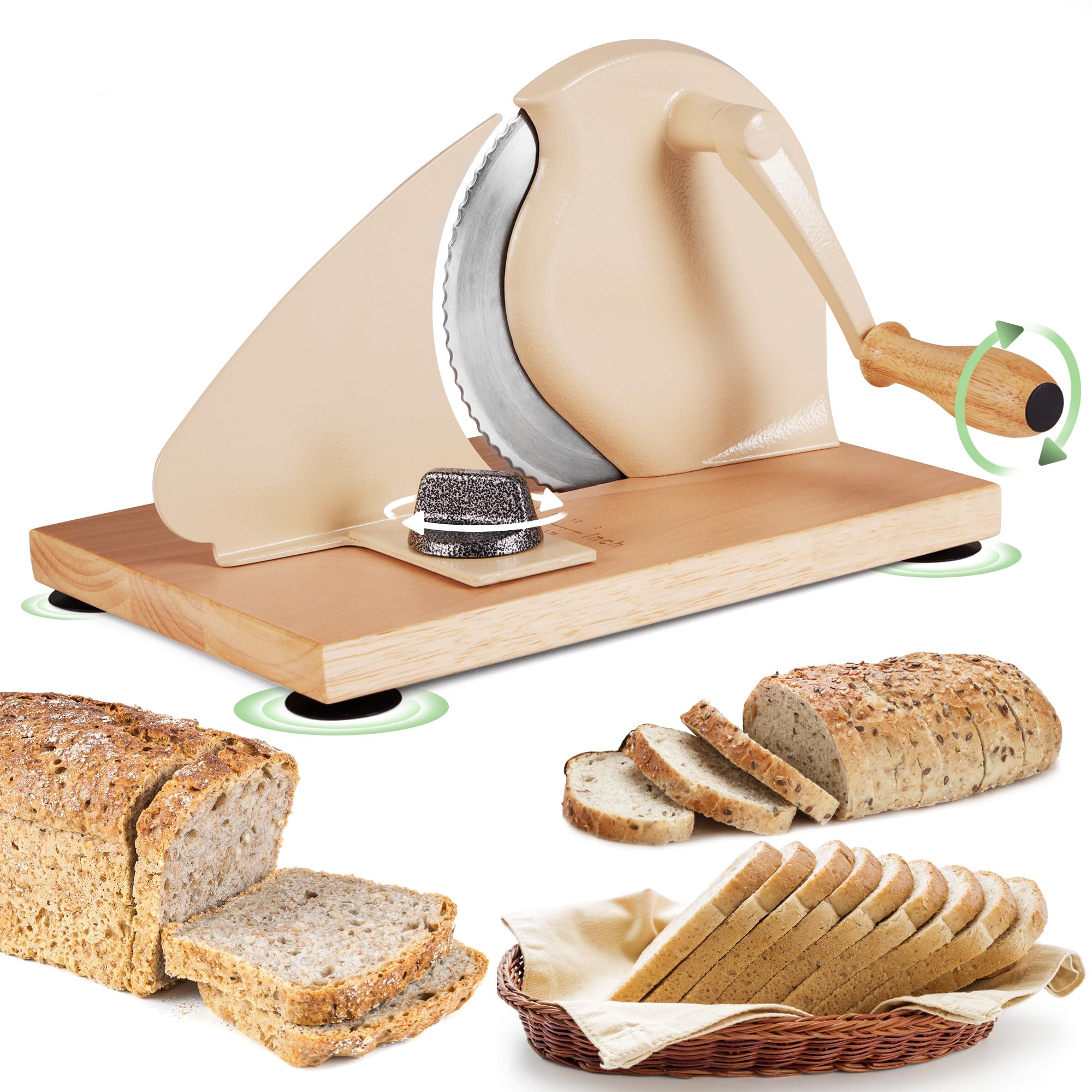 Vanerepok Manual Bread Slicer For Homemade Sourdough Bread Versatile Hand Crank Bread Slicer For Sourdough Crusty Bread Etc Stai