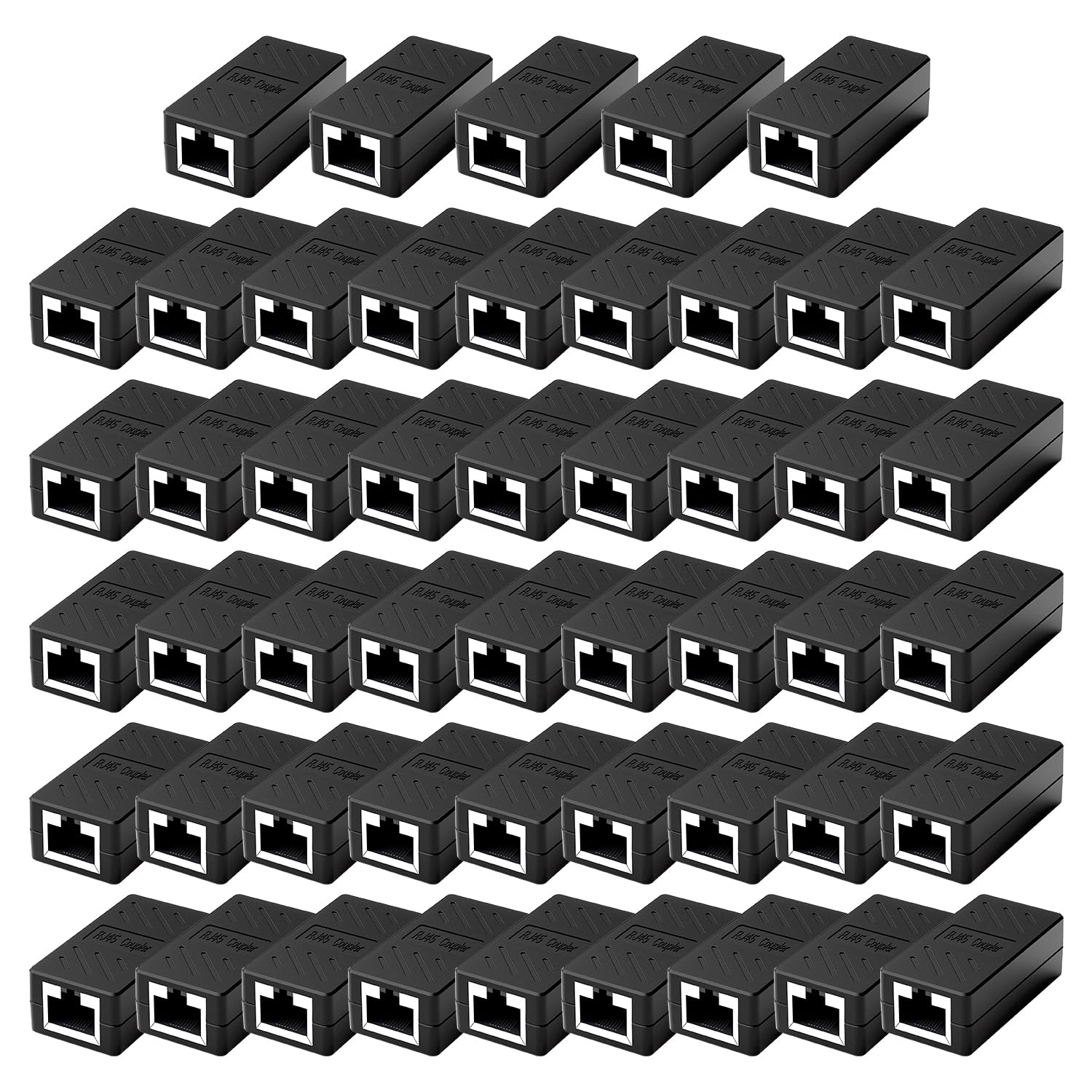 Zuzong 50 Pcs Gigabit Rj45 Coupler, Ethernet Extender Connector In Line Coupler For Cat8/Cat7/Cat6/Cat5E/Cat5 Ethernet Cable Extender Adapter Female To Female (Black)