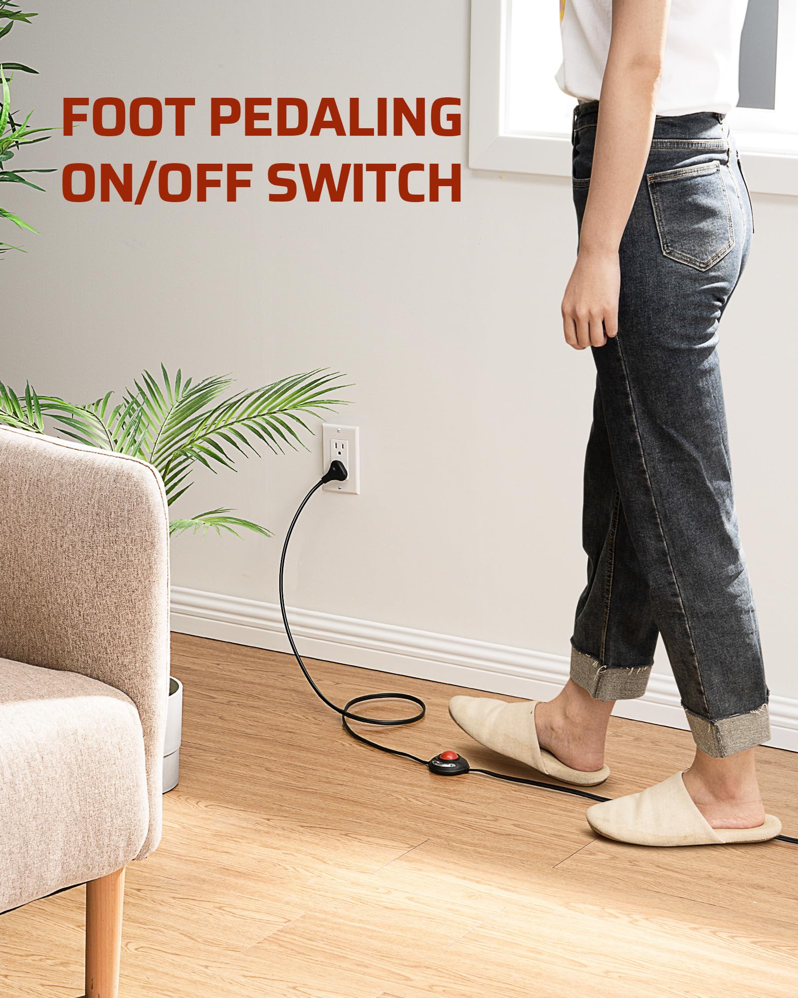 Dewenwils Christmas Extension Cord With Multiple Outlets, 12 Ft On/Off Foot Switch Power Cord, Angled Flat Plug, 2 Prong 3 Outle