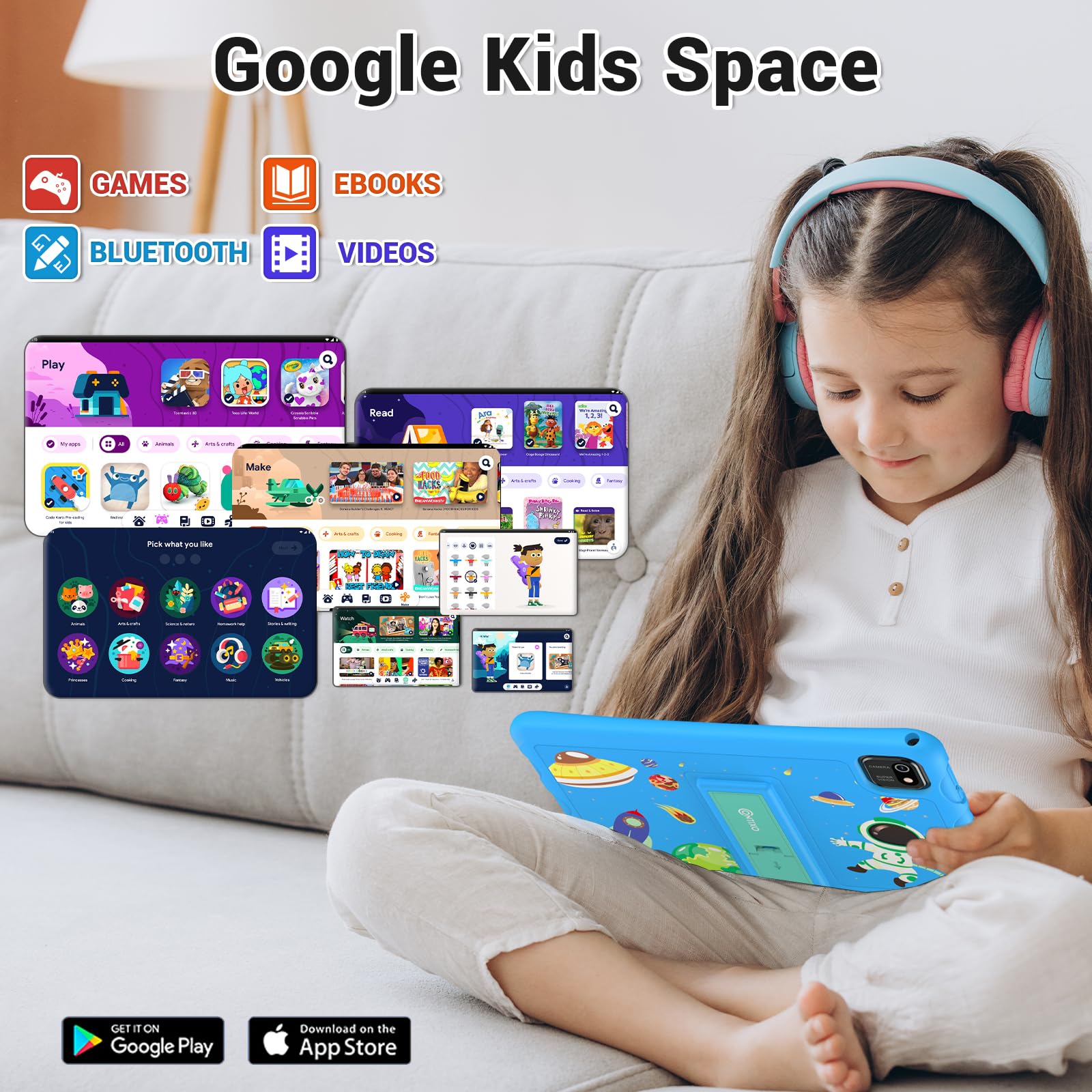 Contixo K103 Kids Tablet   Tablet For Kids Toddler With 80 Disney Storybooks Pre Installed, 10 Inch, 32Gb, Android Wifi, Parental Control, Learning Tablet For Children, Kid Proof Case (Blue)