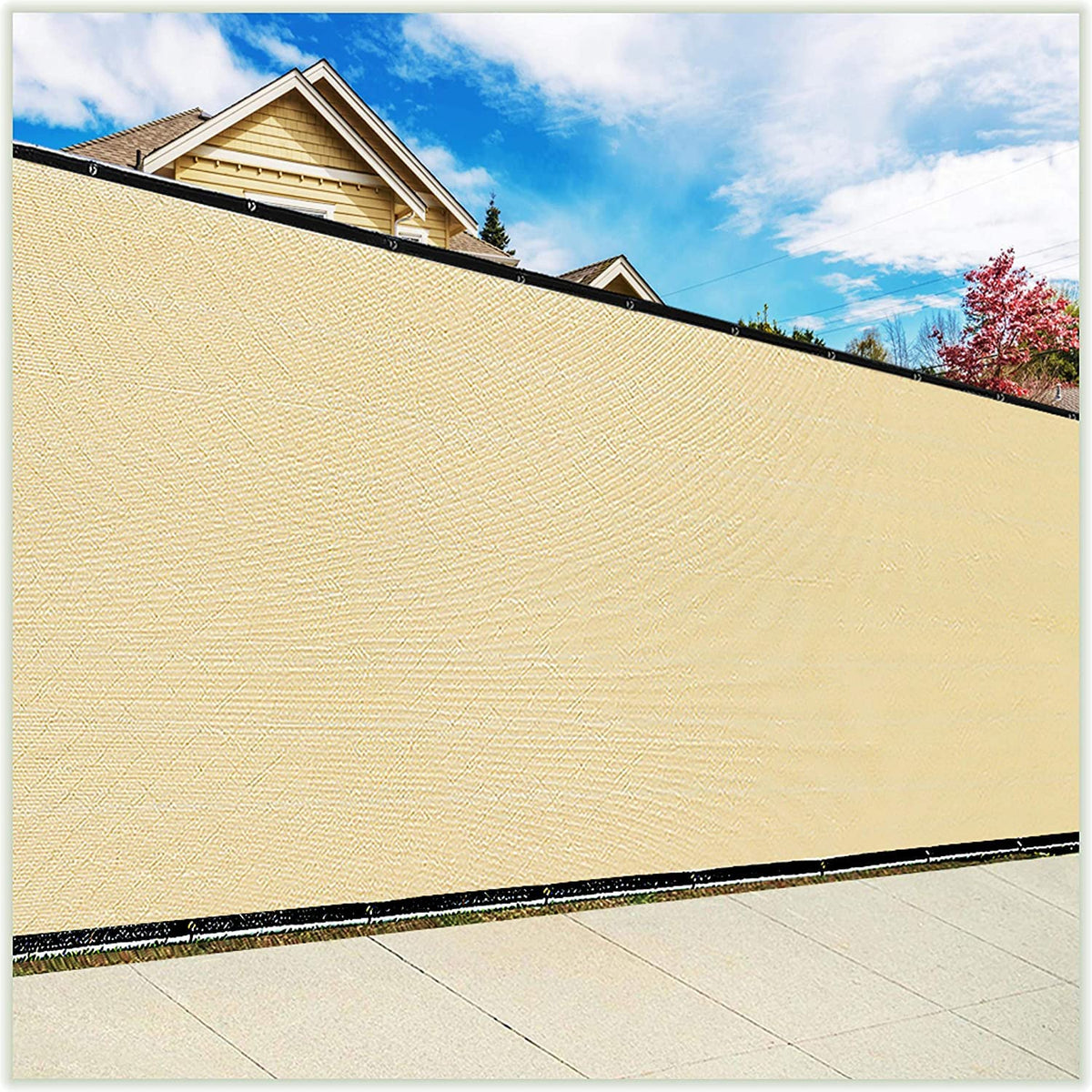 Colourtree Customized Size Fence Screen Privacy Screen Beige 8 X 174   Commercial Grade 170 Gsm   Heavy Duty   3 Years Warranty