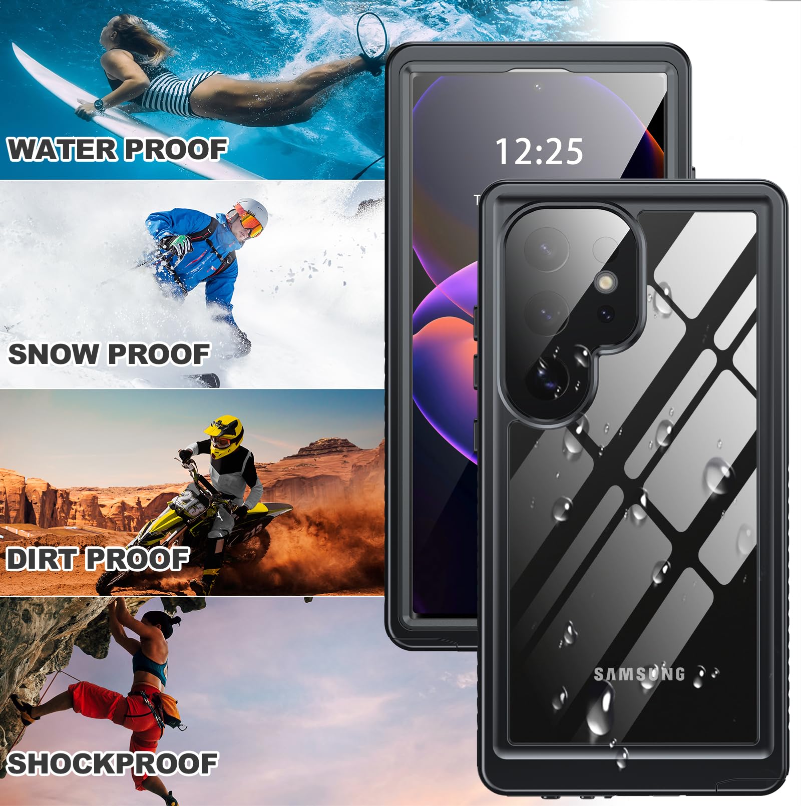 Antshare For Samsung Galaxy S24 Ultra Case Waterproof, Built In Lens & Screen Protector 360 Full Body Heavy Duty Protective Shoc