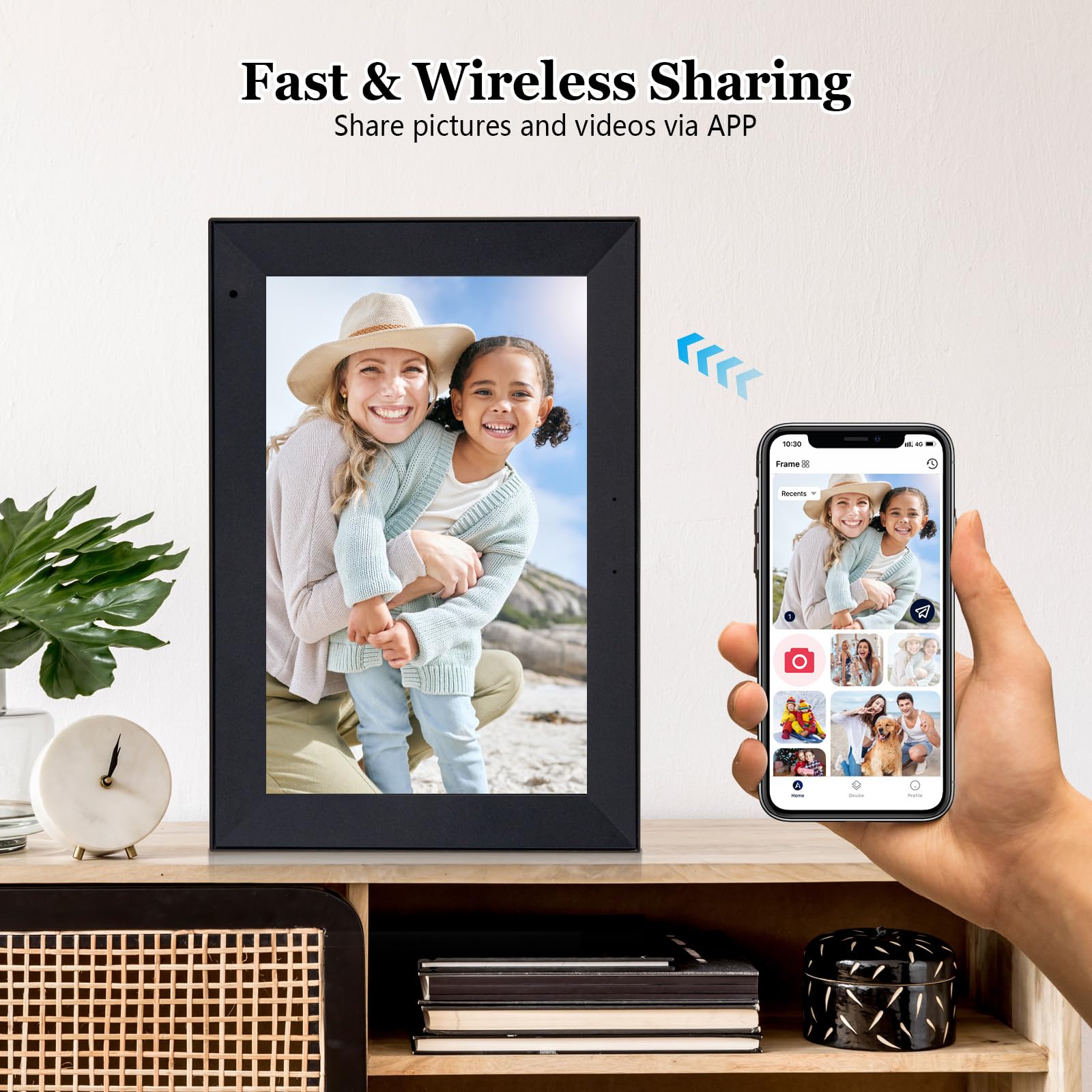 Ryesug Digital Picture Frame 10.1 Inch Wifi Smart Digital Photo Frame With 16Gb Memory, 1280X800 Hd Ips Touch Screen Video Call