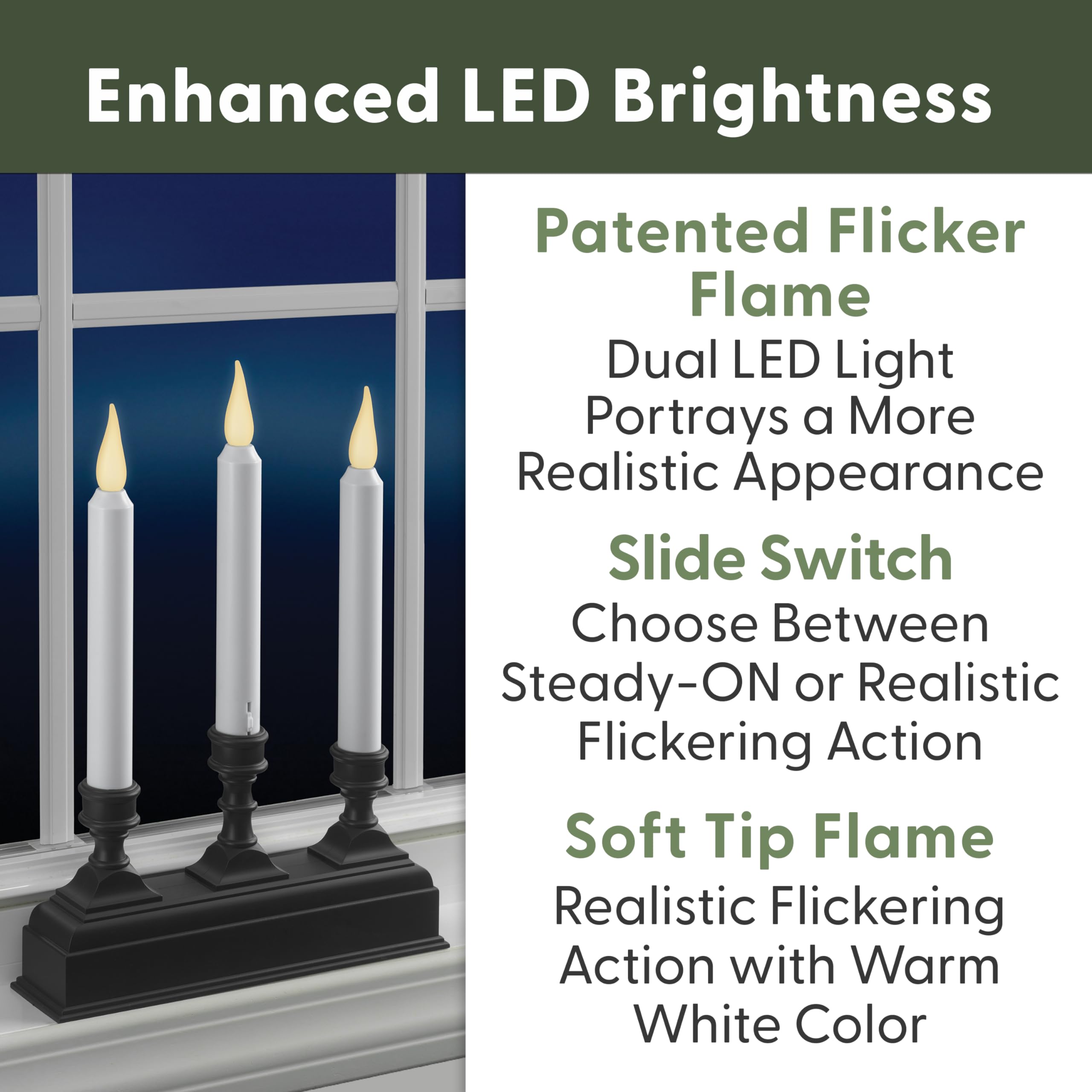 612 Vermont Battery Operated Led Window Candelabra With Sensor And 8 Hour Timer (Antique Bronze)