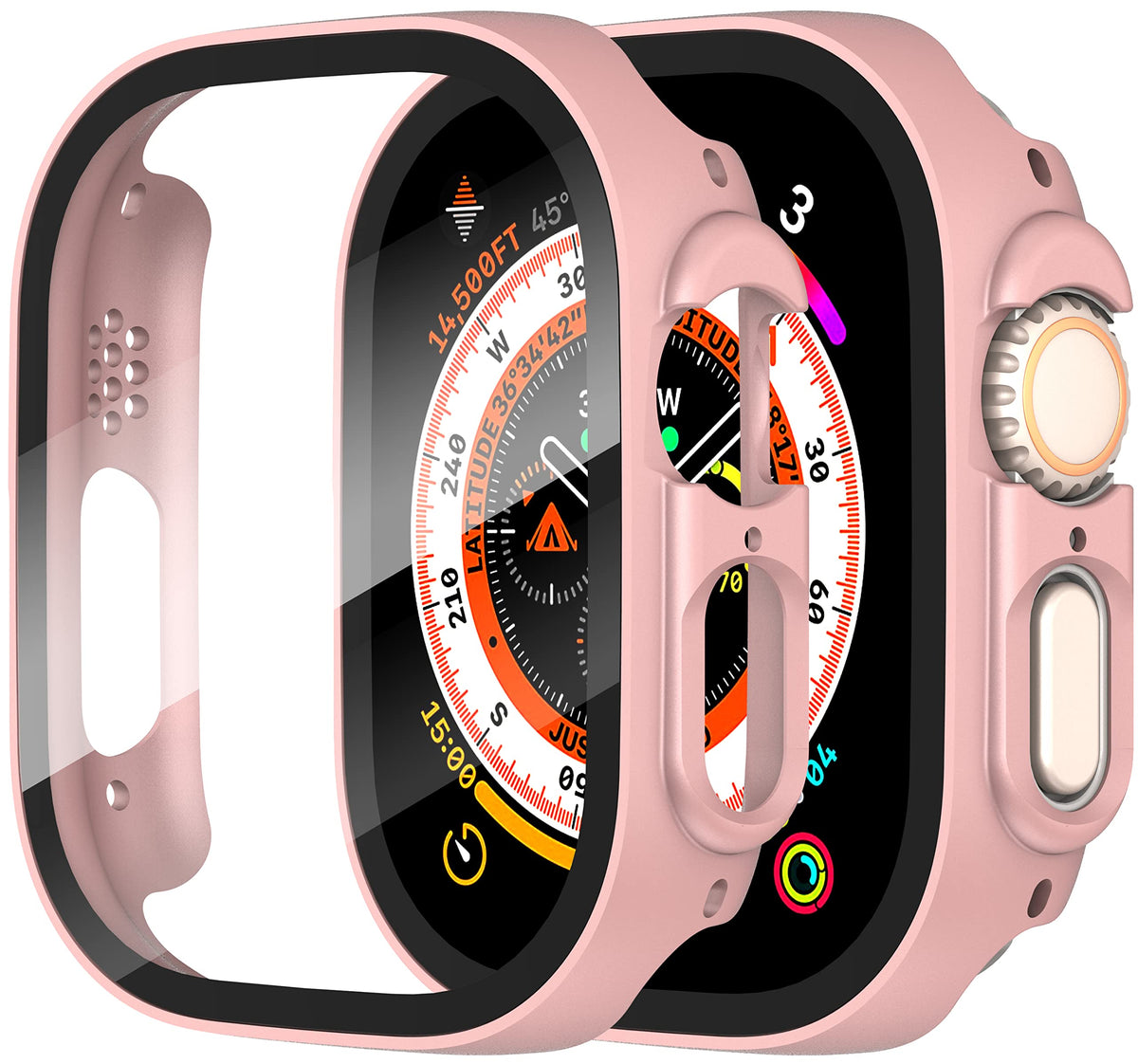 Suoman 2 Pack For Apple Watch Ultra/Ultra 2 49Mm Pc All Around Screen Protector Case,Tempered Glass Screen Protector Case Ultra 