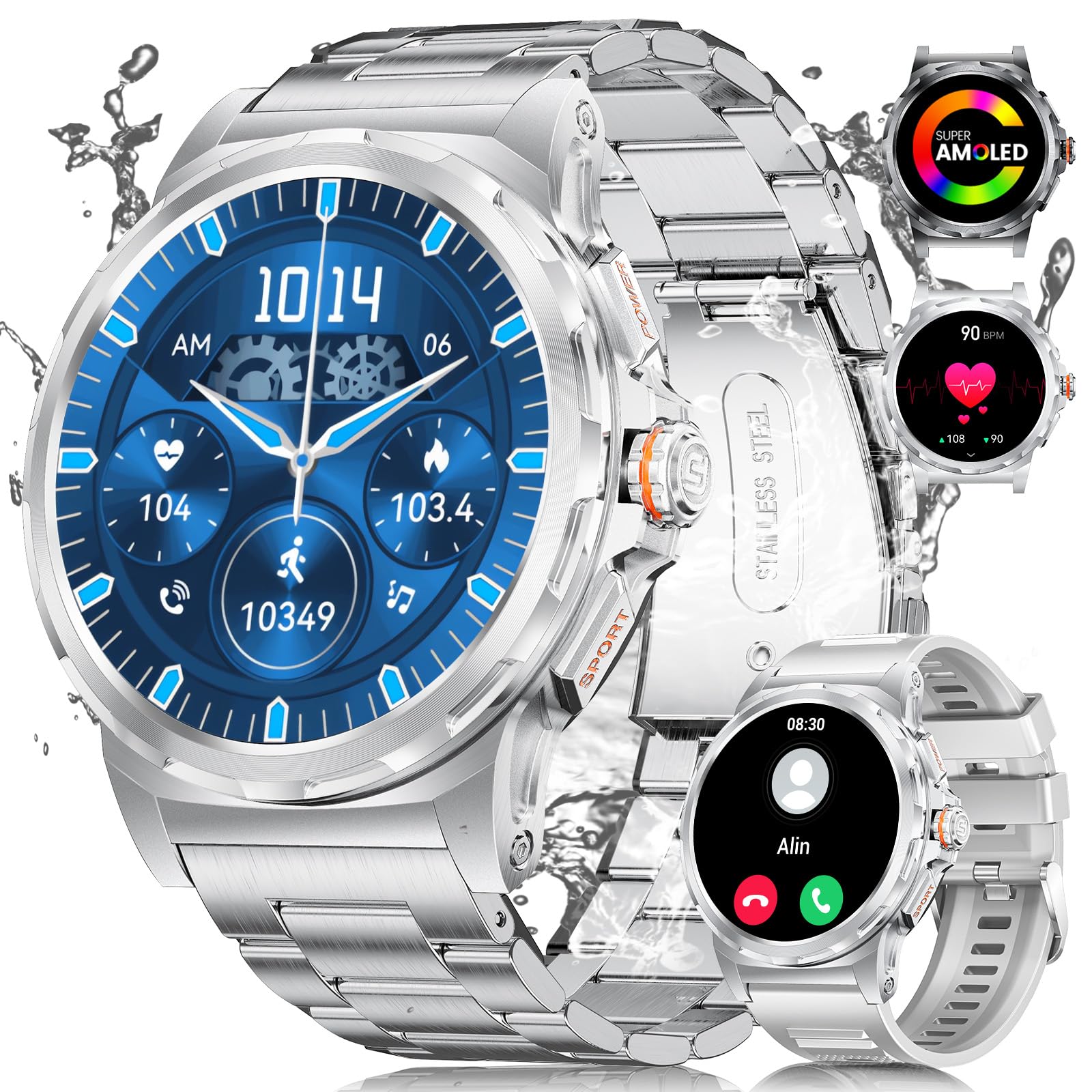 Lige Military Smart Watch For Men(Answer/Make Call),1.43 '' Hd Amoled Rugged Smartwatch For Iphone Android Phone,Fitness Watch,S