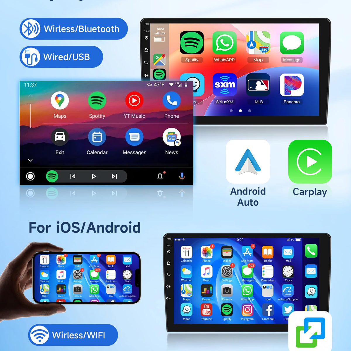 For Toyota Corolla Ex 2007 2012 Android Car Stereo Radio Apple Carplay ...