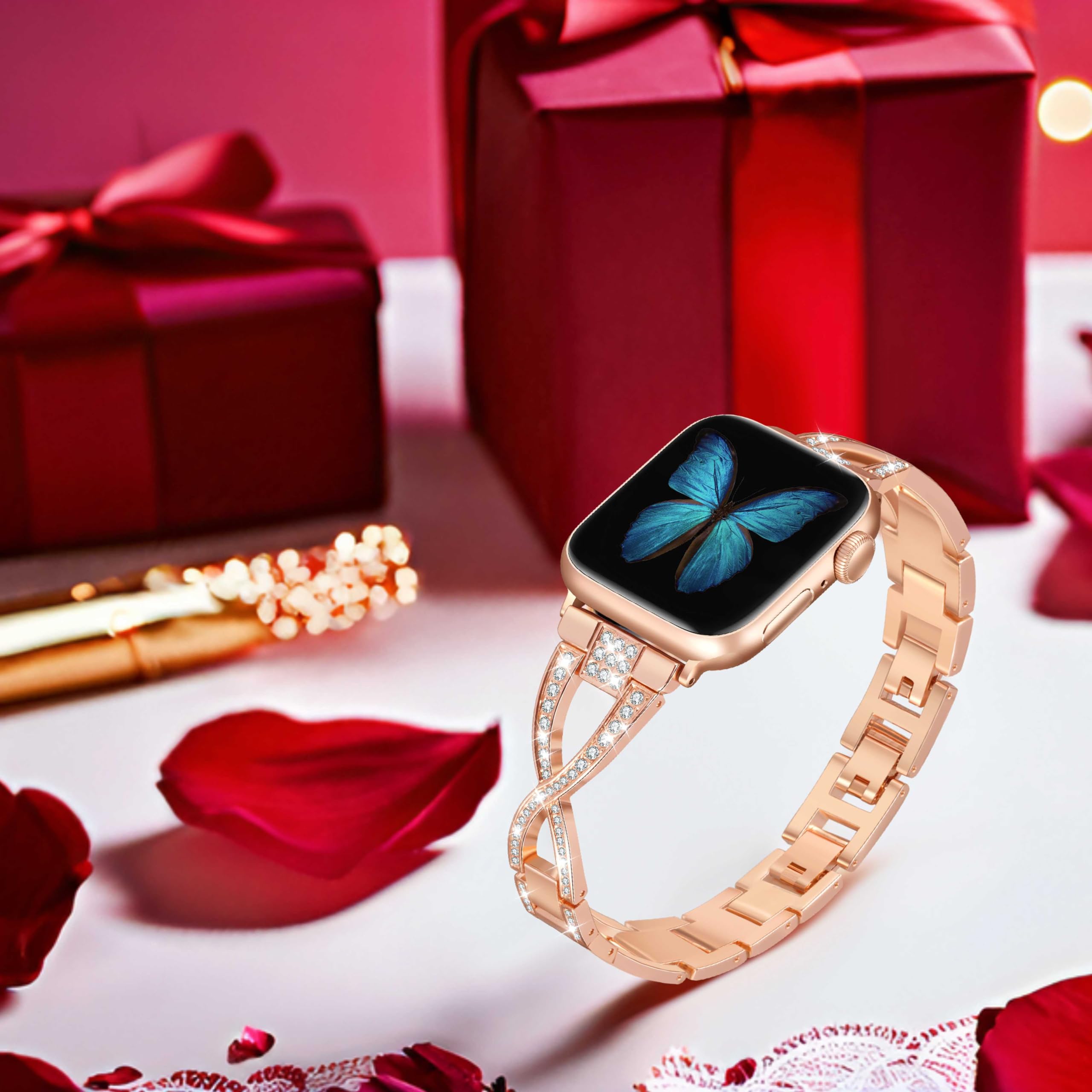 Jfdragon Bands For Apple Watch 38Mm 40Mm 41Mm 42Mm(Series10) Women Series 10 9 8 7 6 5 4 Se Iwatch Band Bling Metal Bracelet Fan