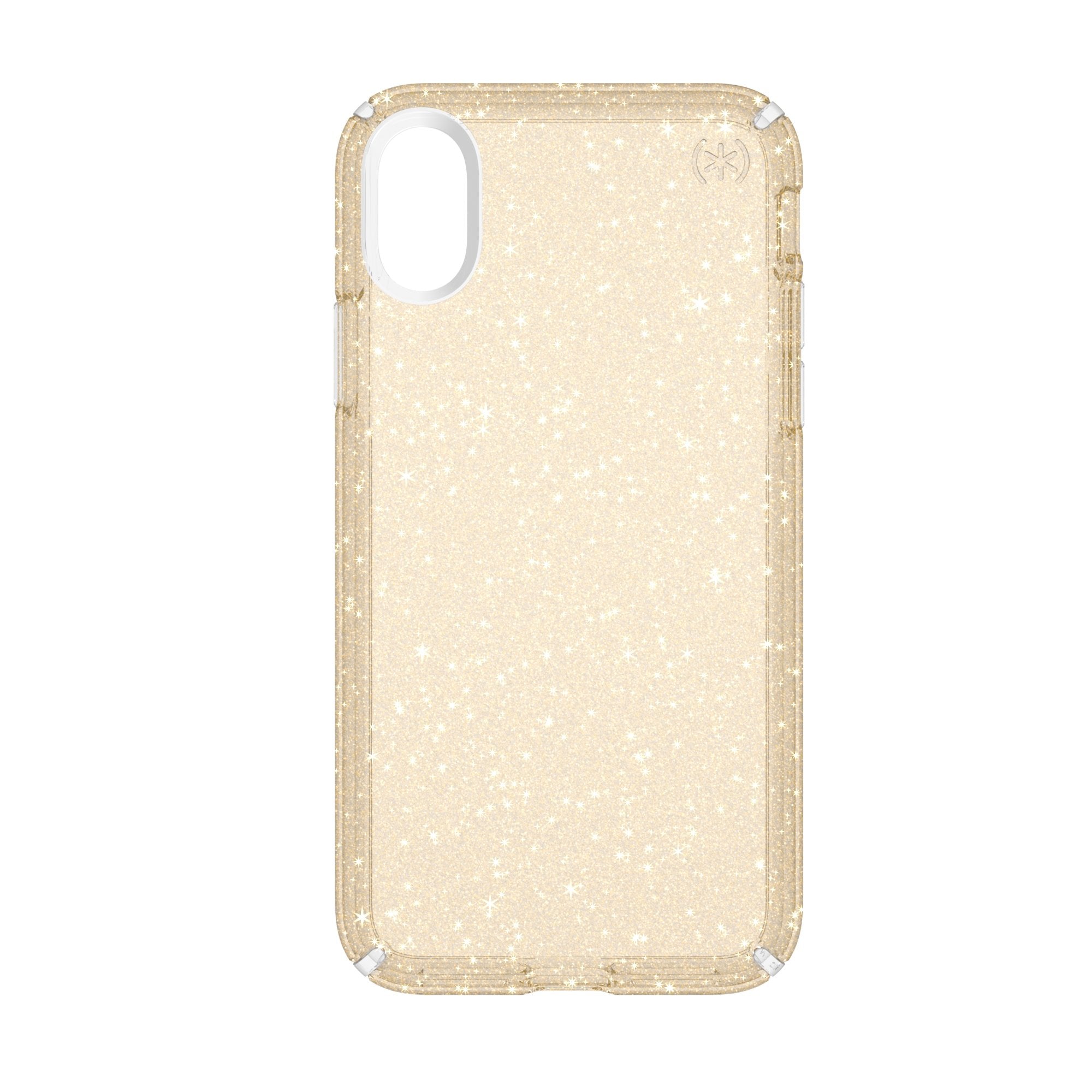 Speck Iphone Xs Presidio Clear + Glitter Case, Scratch Resistant Impactium 8 Foot Drop Protected Iphone Case That Resists Uv Yel