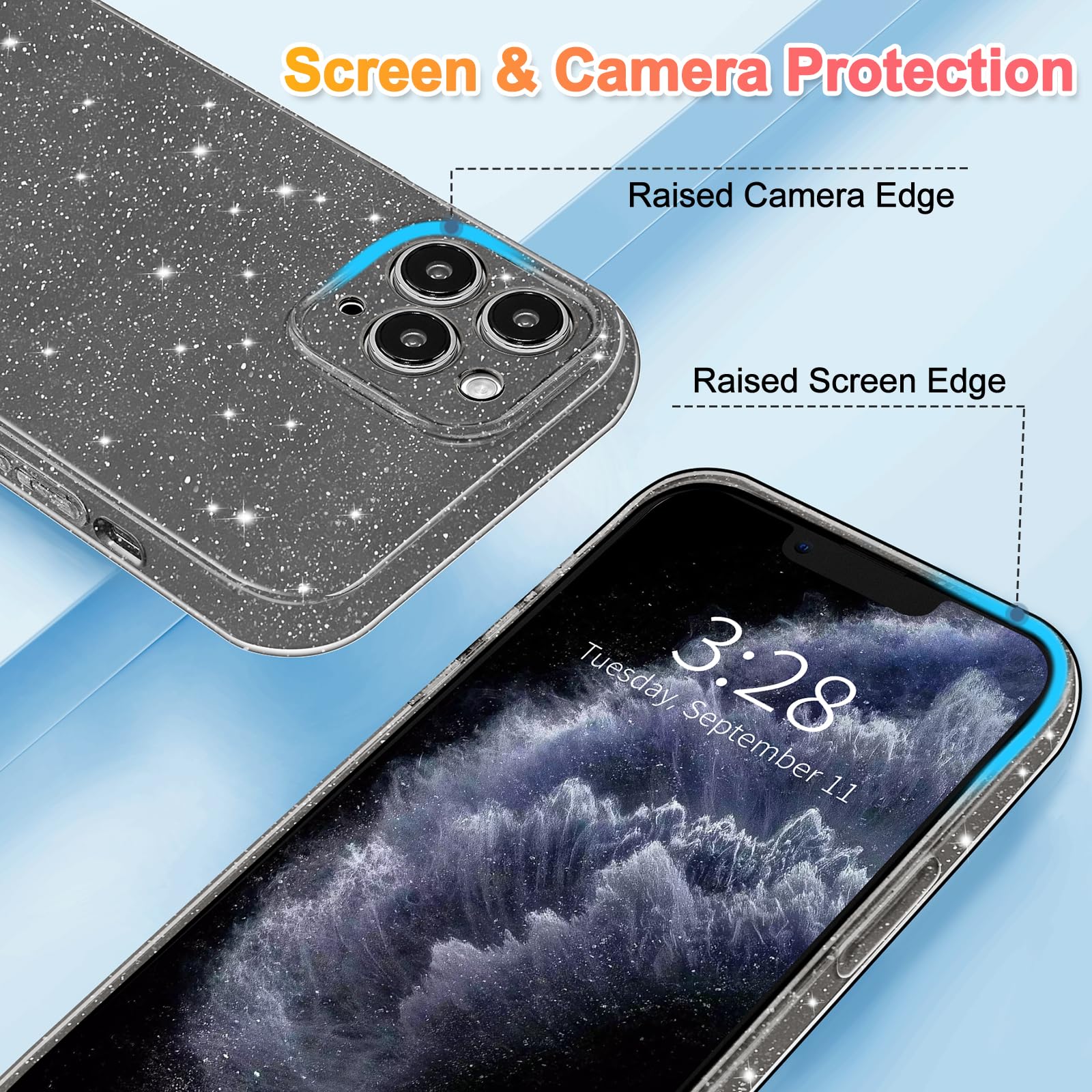 Hython Case For Iphone 11 Pro Max Case Glitter Cute Sparkly Shiny Bling Sparkle Phone Cases 6.5, Thin Slim Fit Soft Tpu Bumper S