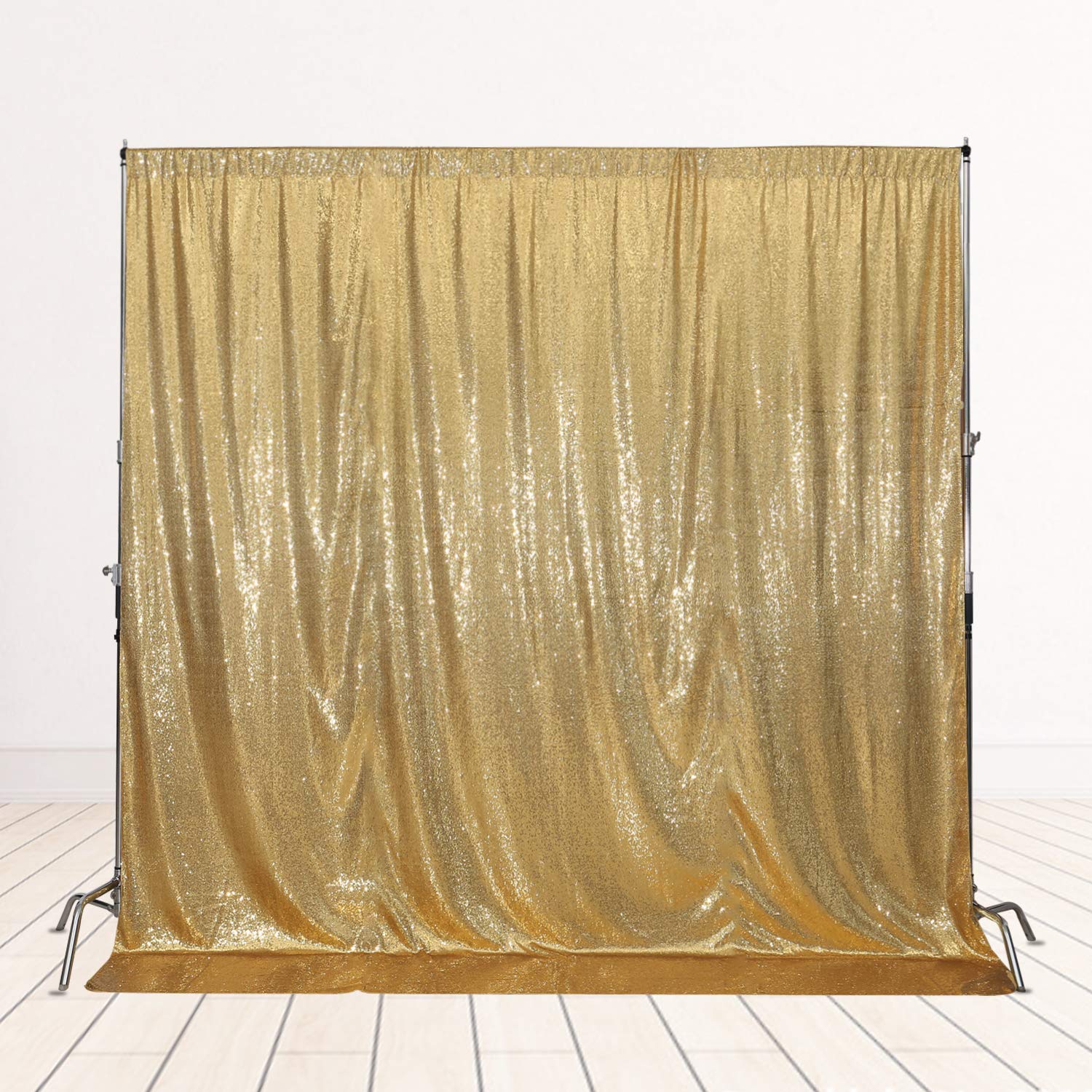 Squarepie Sequin Backdrop Not See Through Thick Stain Background For Photography Glitter Curtain Party 6Ft X 8Ft Gold