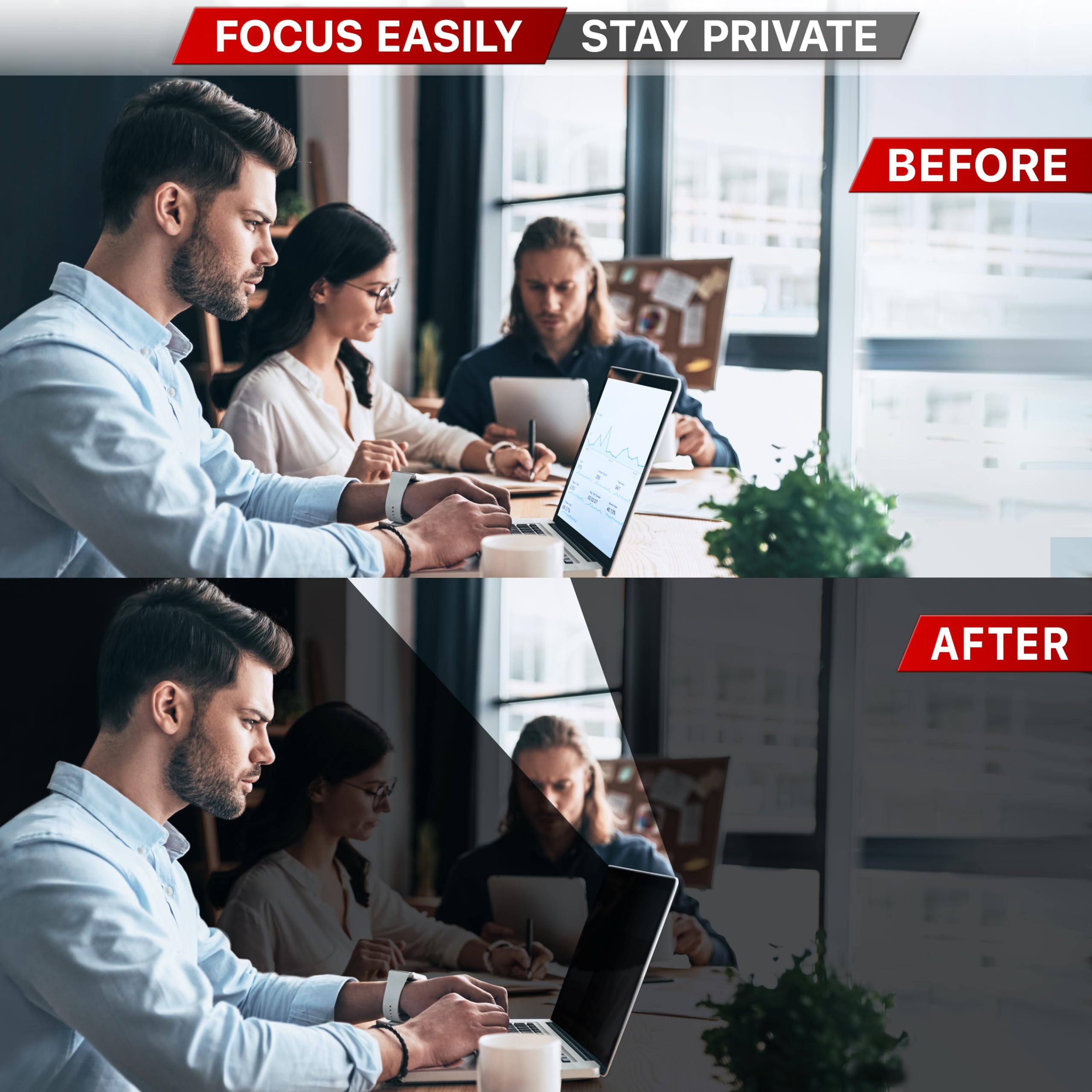 15.6 Inch 16:9 Computer Privacy Screen Filter For Widescreen Monitor And Laptop - Anti-Glare - Anti-Scratch Protector Film - Dat