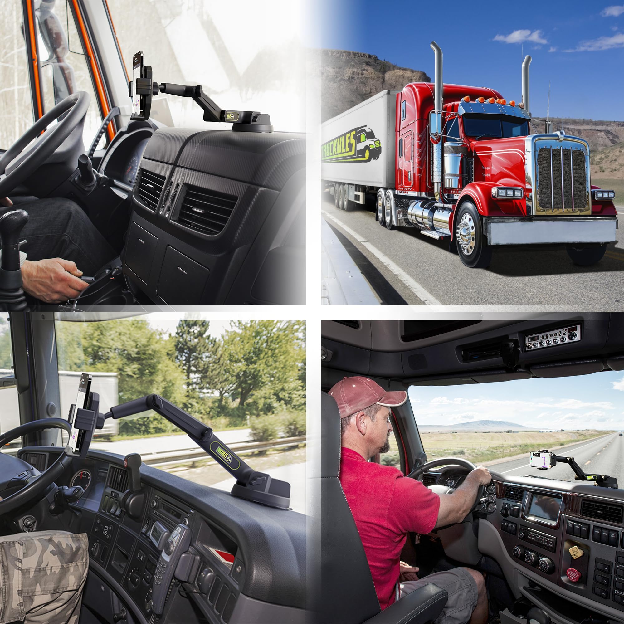 Phone Mount For Truck Phone Holder For Truck - Heavy Duty Super Suction Cup, Mobile Device Holder For Dashboard Window 16.9 Inch