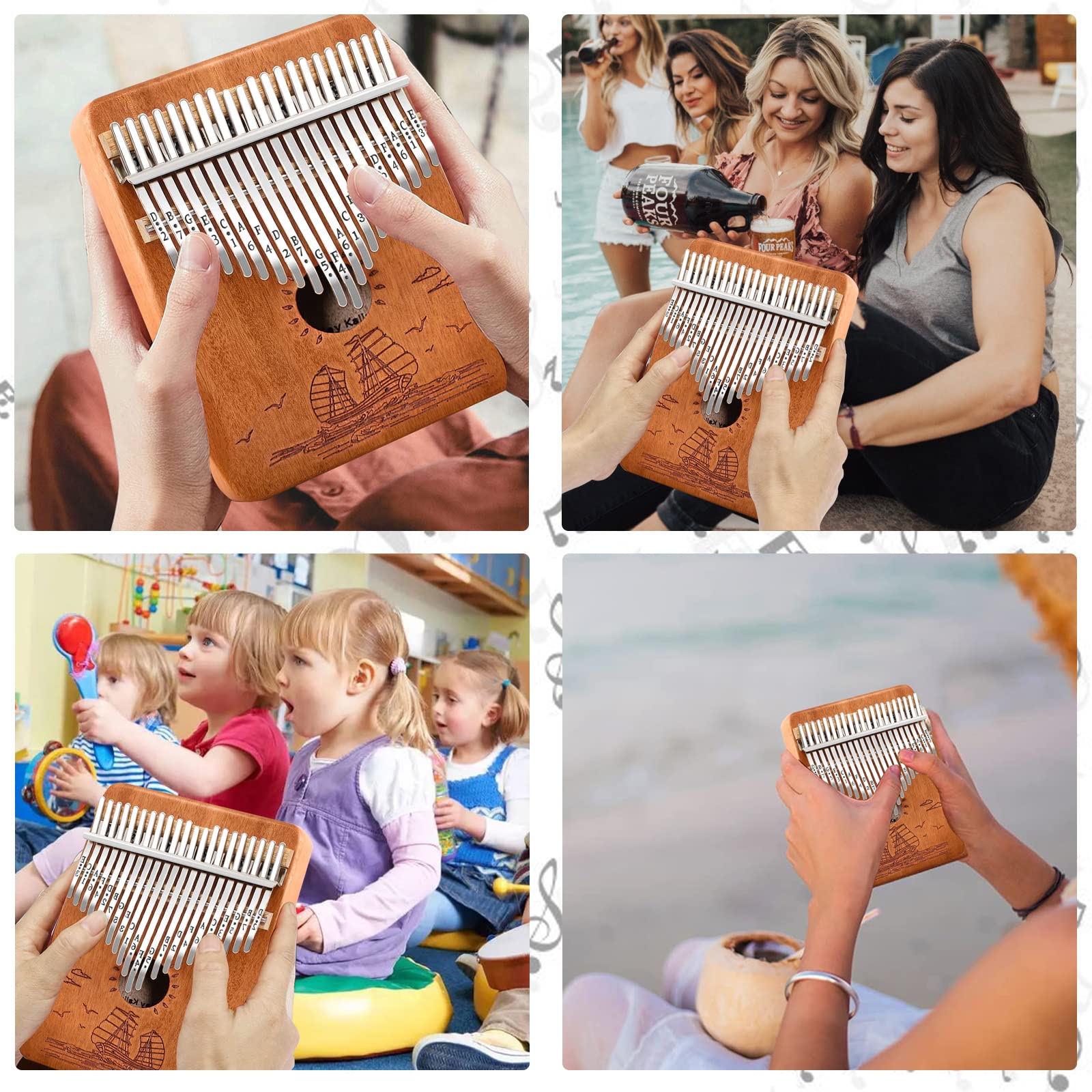 Finger Piano Kalimba 21 Keys, Calimba, Kalimba 21 Key With Tuning Hammer And Instructions, Sail Away Thumb Piano For Adults And