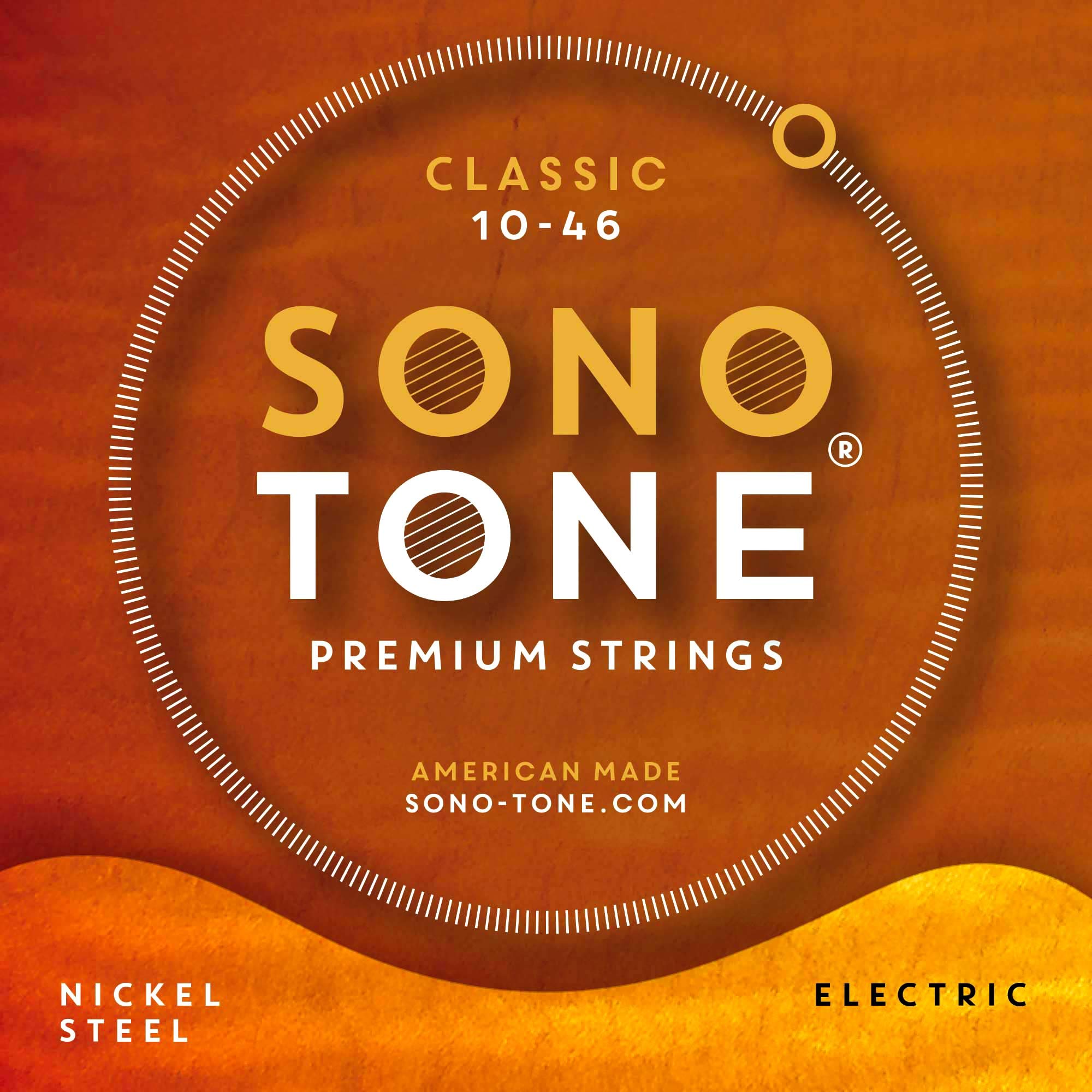 Sonotone Classic, 10 46, Light, Electric Guitar Strings, Custom Nickel Plating, Hand Wound, Hex Core, Tone Clarity, Punch, Brigh