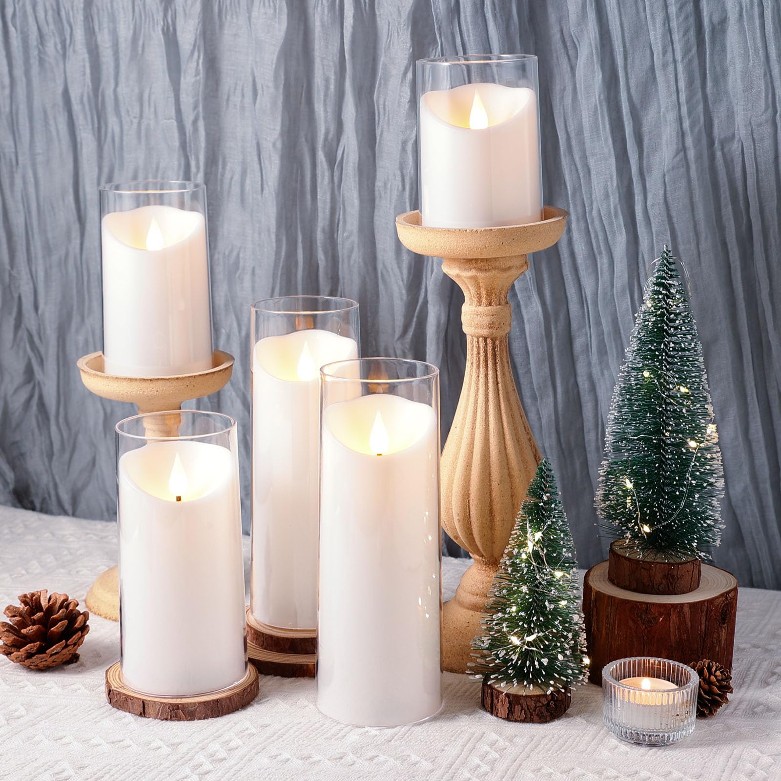 Nurada Flameless Candles: Acrylic Led Pillar Candles Battery Operated With Remote And Timer Candle For Romantic Ambiance And Hom