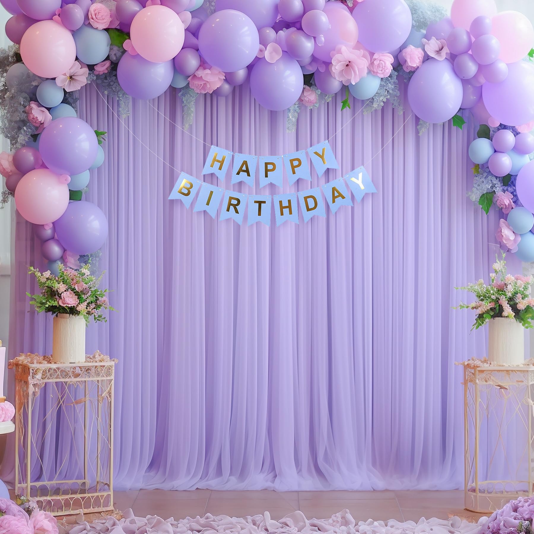 20X10 Purple Tulle Backdrop Curtains For Parties, Sheer Backdrop Curtain Wedding Photo Backdrop Drapes For Baby Shower Photograp