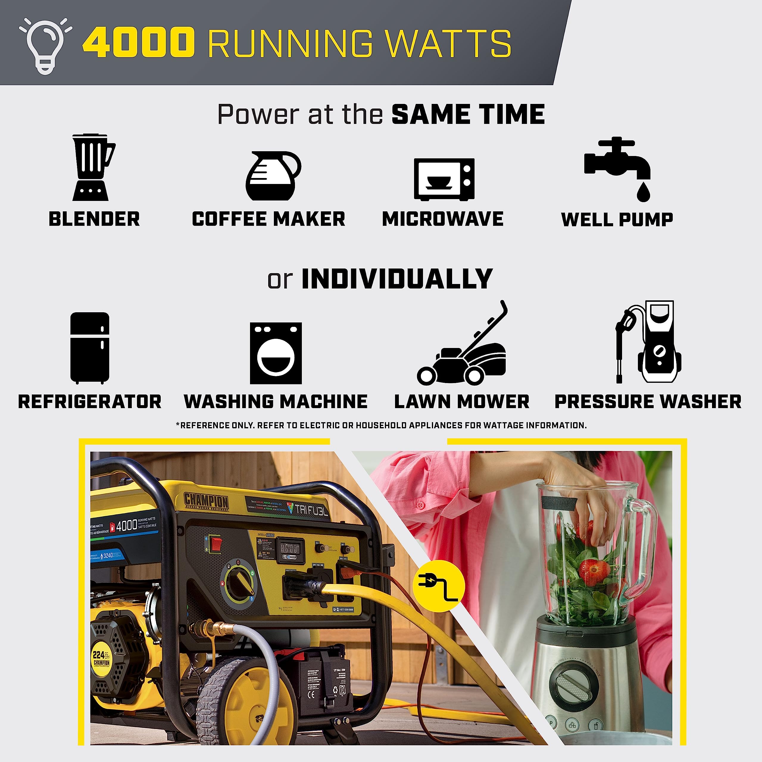 Champion Power Equipment 5000 Watt Electric Start Tri Fuel Rv Ready Portable Generator With Co Shield