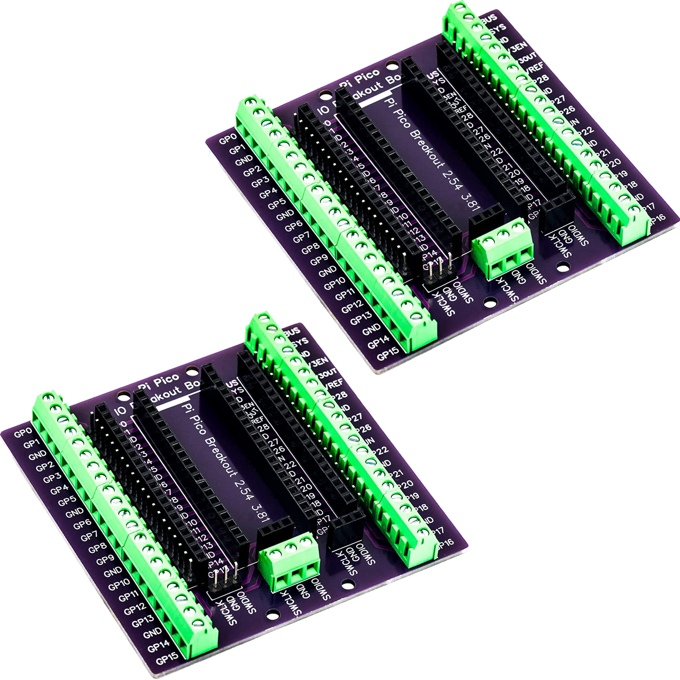 Risingsaplings For Pico Breakout Board 2.54Mm Male Female Pin Header 3.81Mm Terminal For Raspberry Pi Pico (Plus 3 Type Output 2