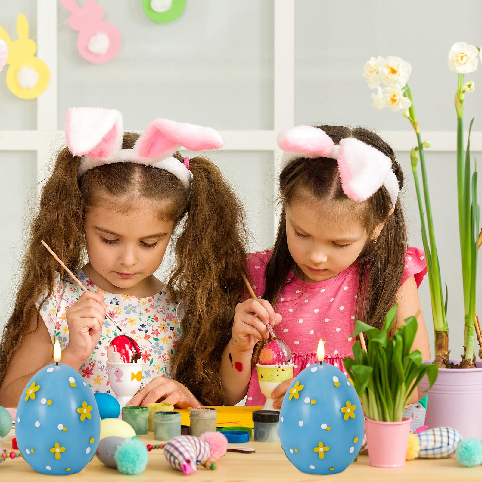 Wondise Easter Egg Flameless Flickering Candles With 6Hrs Timer, Battery Operated Real Wax Easter Egg Shaped Led Candles For Eas