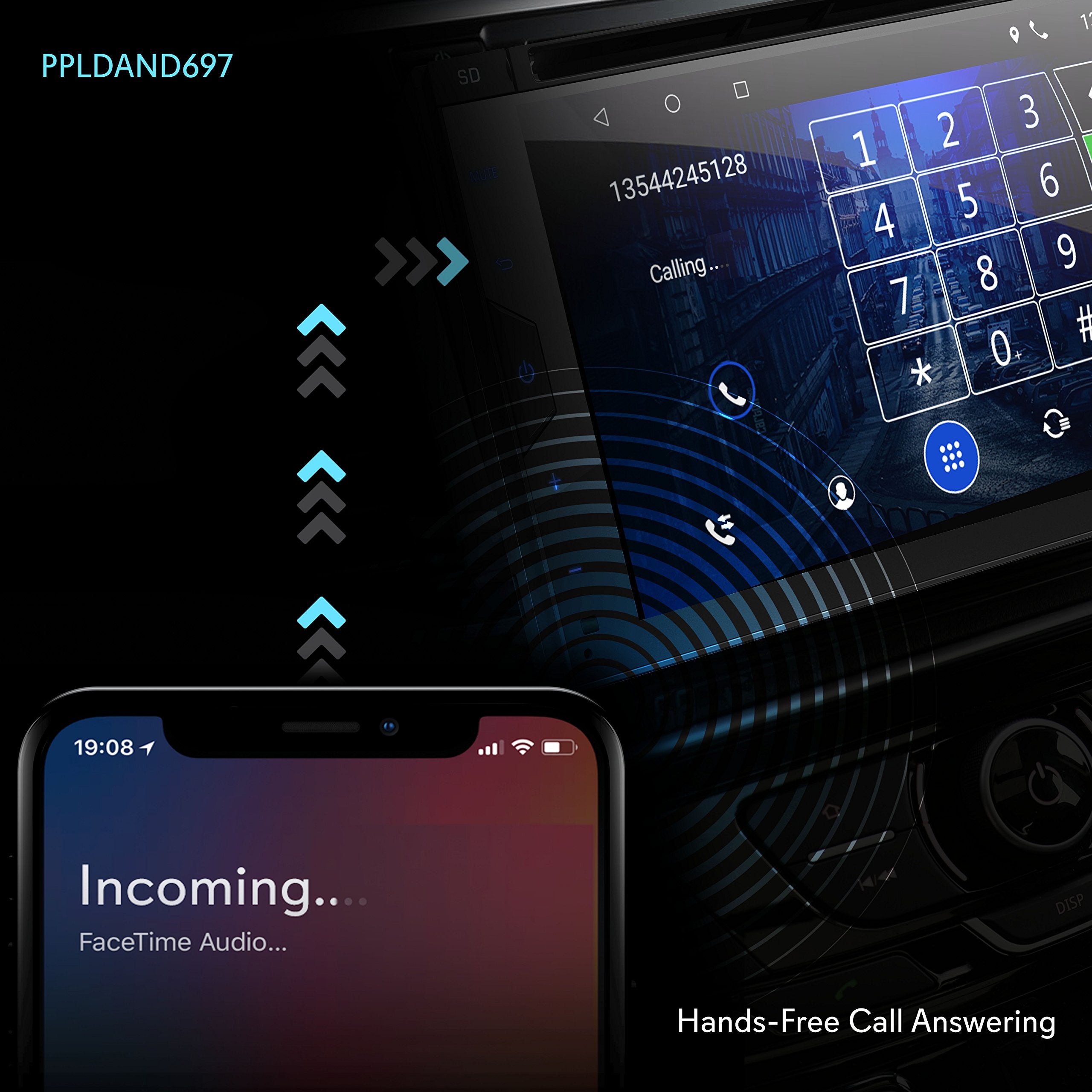 Pyle Car Stereo Receiver System   Hi Res 6.8'' Digital Display, Double Din Android Touch Screen Monitor With Backup Cam, Usb, Bl