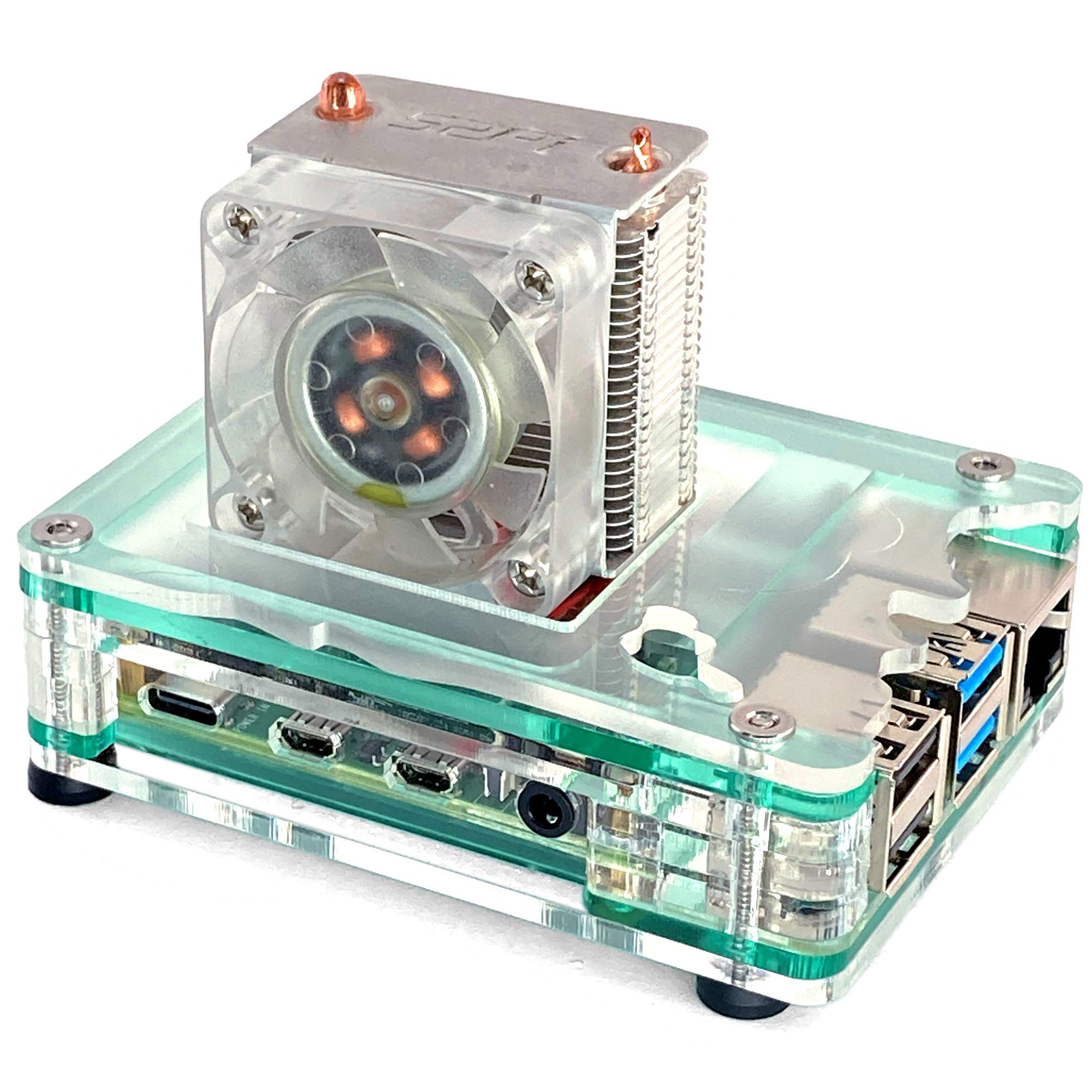 C4Labs Zebra Ice Cube Case Kit For Raspberry Pi 3B+ Or 4B And Ice Tower Cooler (Not Included) Teal