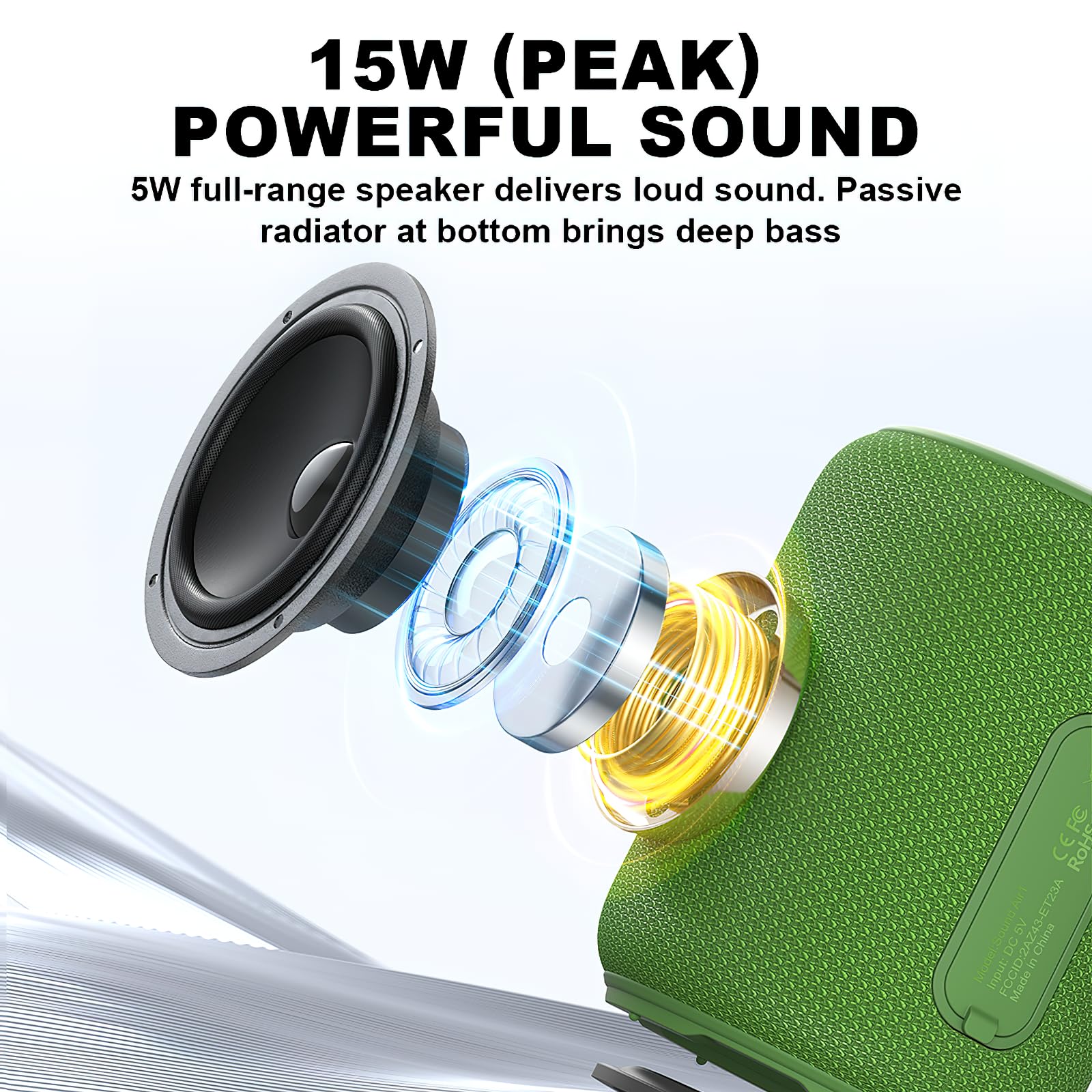 Bobtot Portable Speaker Bluetooth, Ipx6 Shower Speaker Waterproof, 15H Playing Time, Loud And Stereo Sound With Bass, Dual Pairi