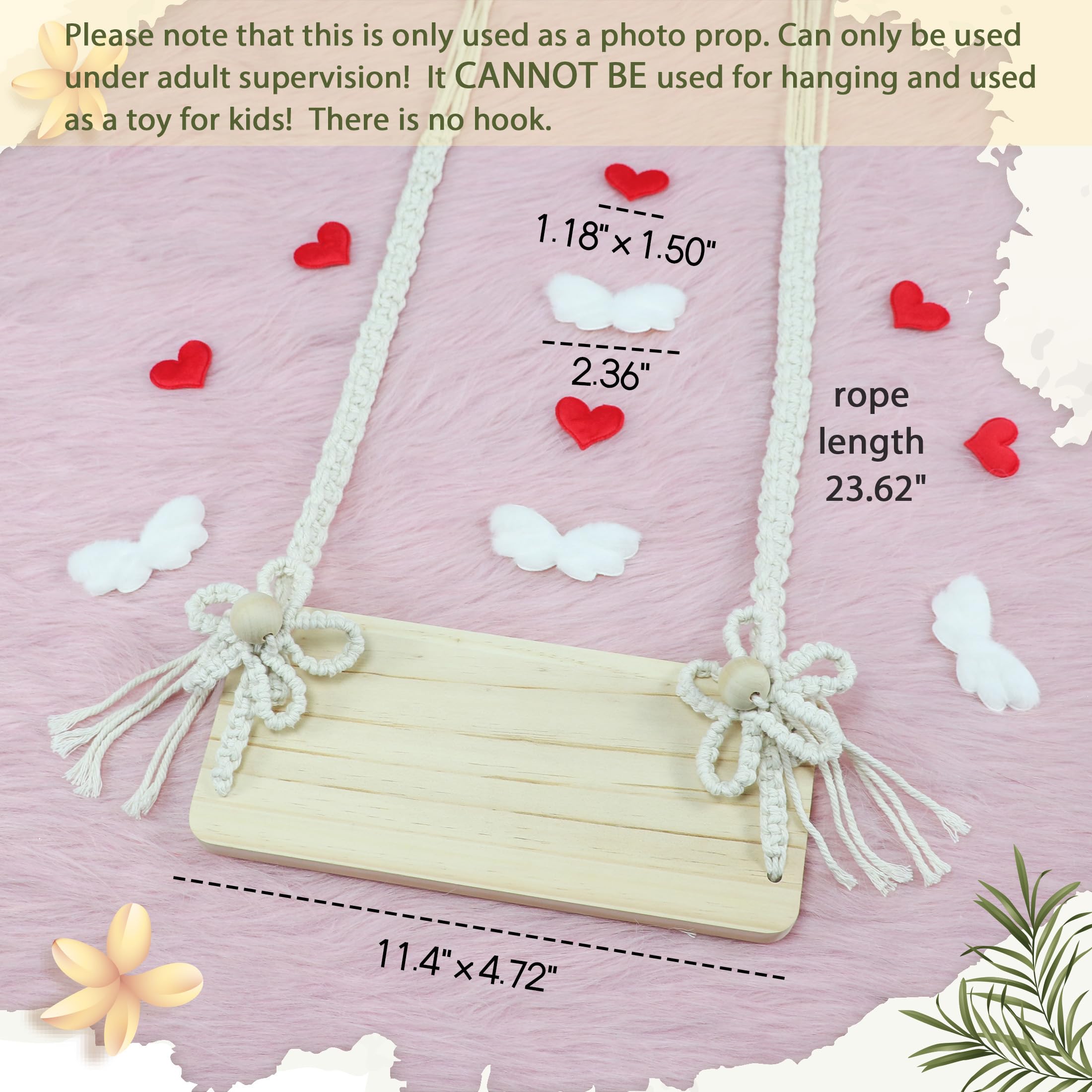 M&G House Newborn Photography Props Swing Prop Wooden Swing Seats Baby Photo Props Wooden Prop Swing Baby Photoshoot Props Newbo