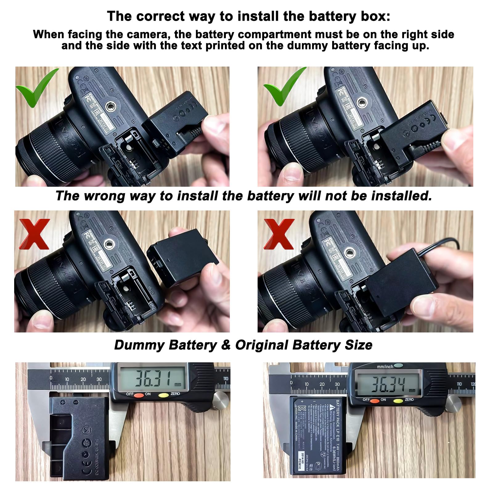 Tkdy Lp E10 Eos Rebel T7 Dummy Battery Ack E10 Continuous Power Supply Dr E10 Dc Coupler Kit For Canon Eos T7 T6 T5 T3, Kiss X50 X70 X80 X90, Eos 1100D 1200D 1300D 1500D 2000D Digital Camera.