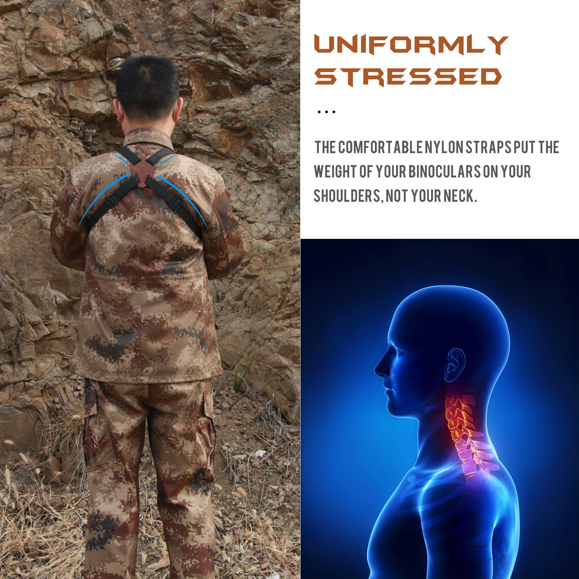 Binocular Harness Strap, X Shaped Decompression Binocular Strap, Binocular Chest Harness Suitable For Birding, Hunting, Hiking,