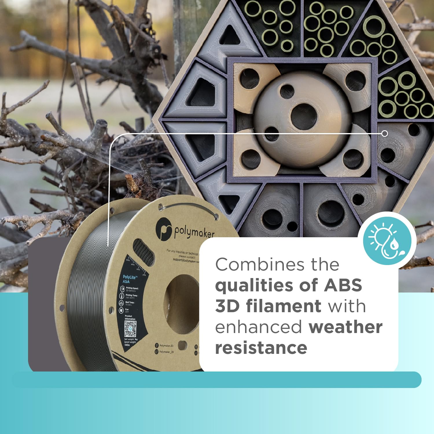 Polymaker Asa Filament 1.75Mm Dark Grey Green, 1Kg Asa 3D Printer Filament, Heat & Weather Resistant   Asa 3D Filament Perfect F