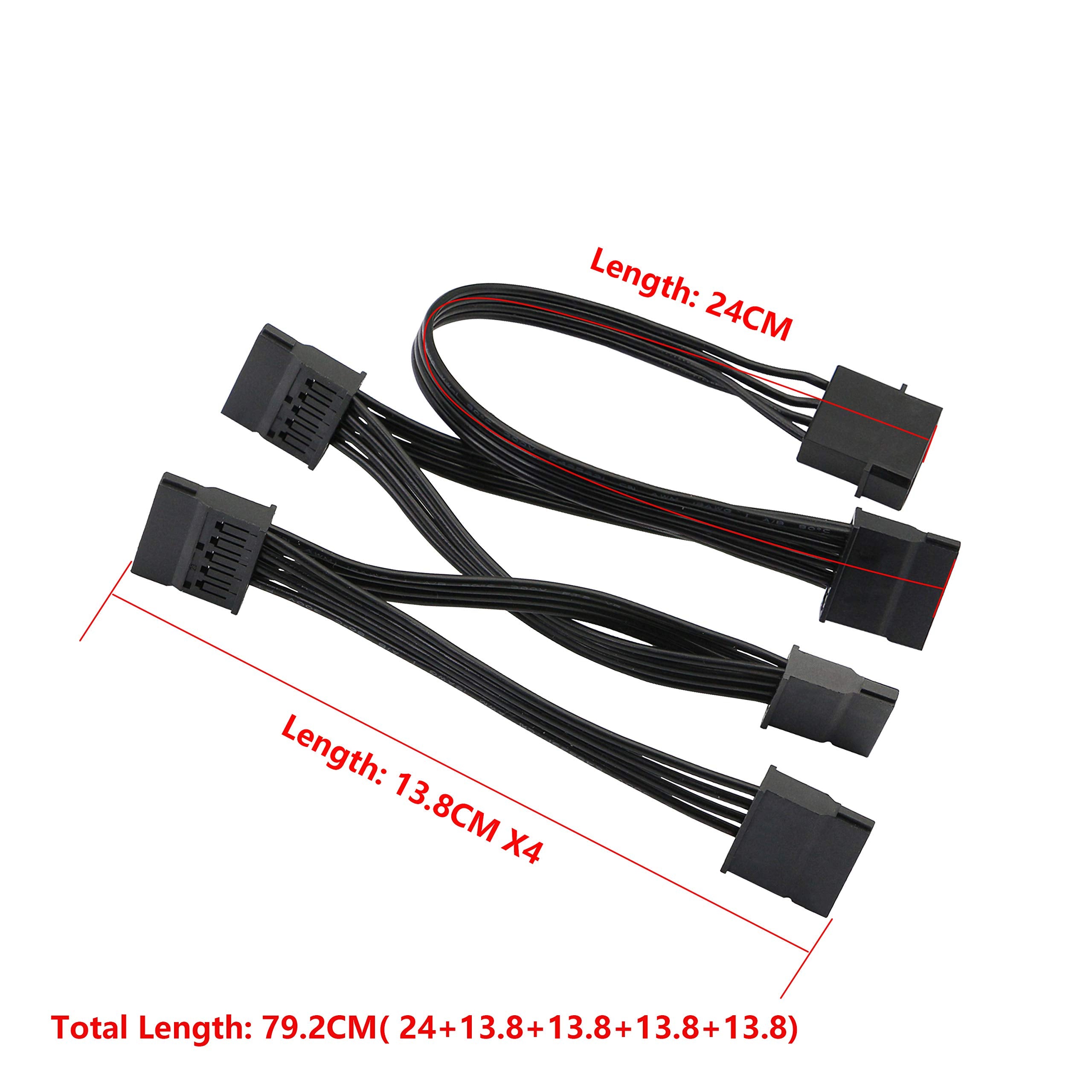 Gelrhonr Ide To Sata Power Splitter Cable,Lp4 4Pin Ide To 5 X15 Pin Sata Power Conversion Line Extension Y Cable For Hard Disk