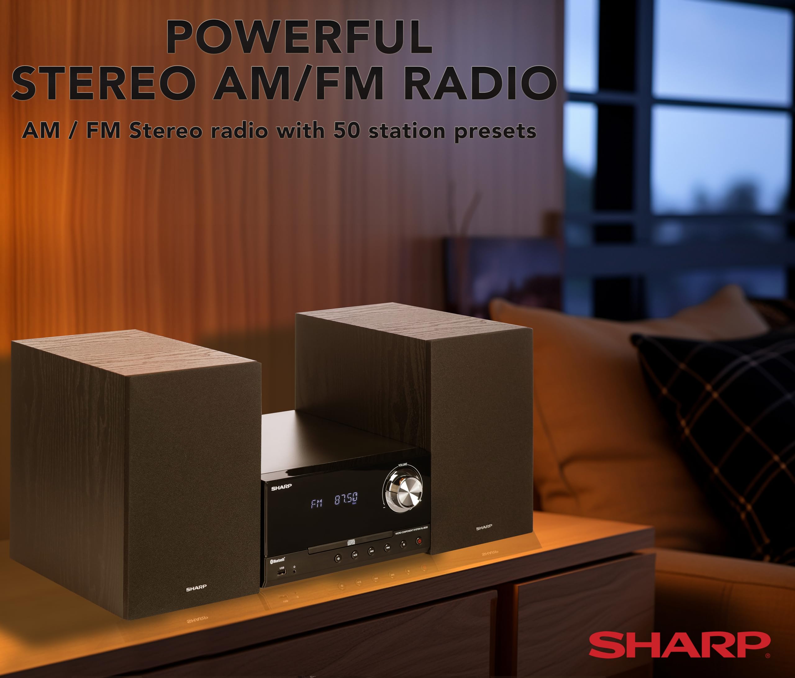 Sharp Xl-B530 Micro Component 200W Max Power Wireless Bluetooth Audio Streaming & Mp3/Cd Player Speaker System + Remote, Usb Por