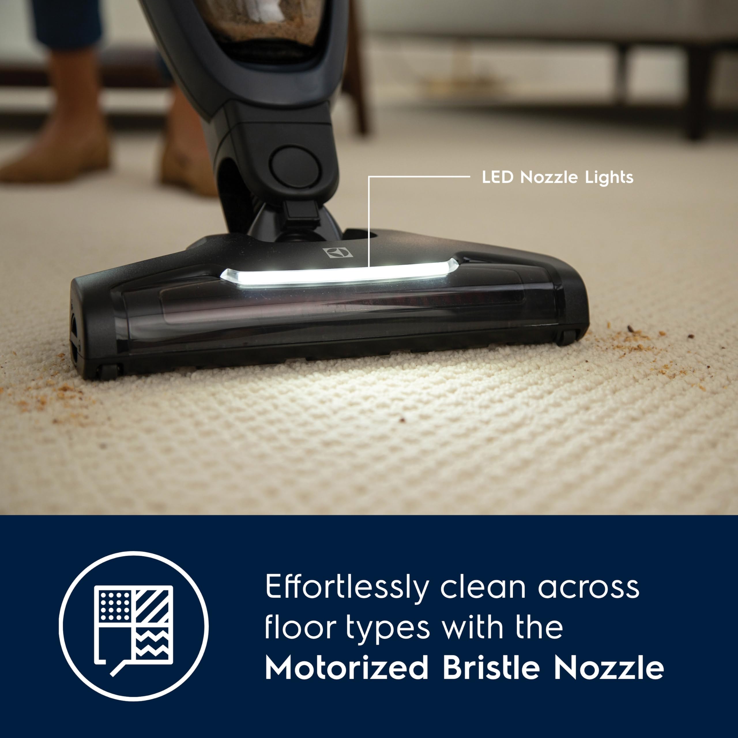 Electrolux Wellq7 Stick Cleaner Lightweight Cordless Vacuum With Led Nozzle Lights, Turbo Battery Power, Motorized Bristle Nozzl