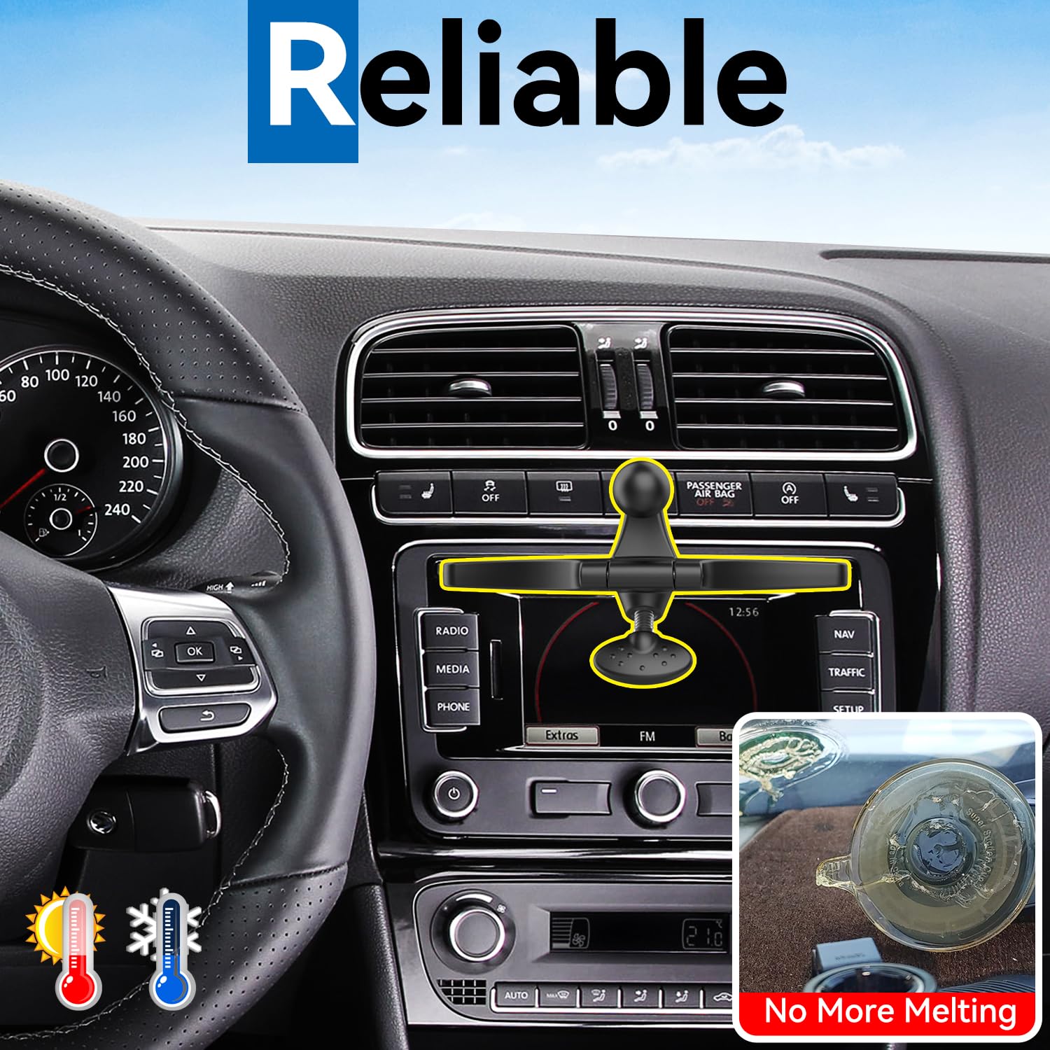 Skytitan Replacement Cd Slot Mounting Base 17Mm Ball Mount Part For Car Phone Holder, Magnetic Mount, Tablet Holder, 360 Degree