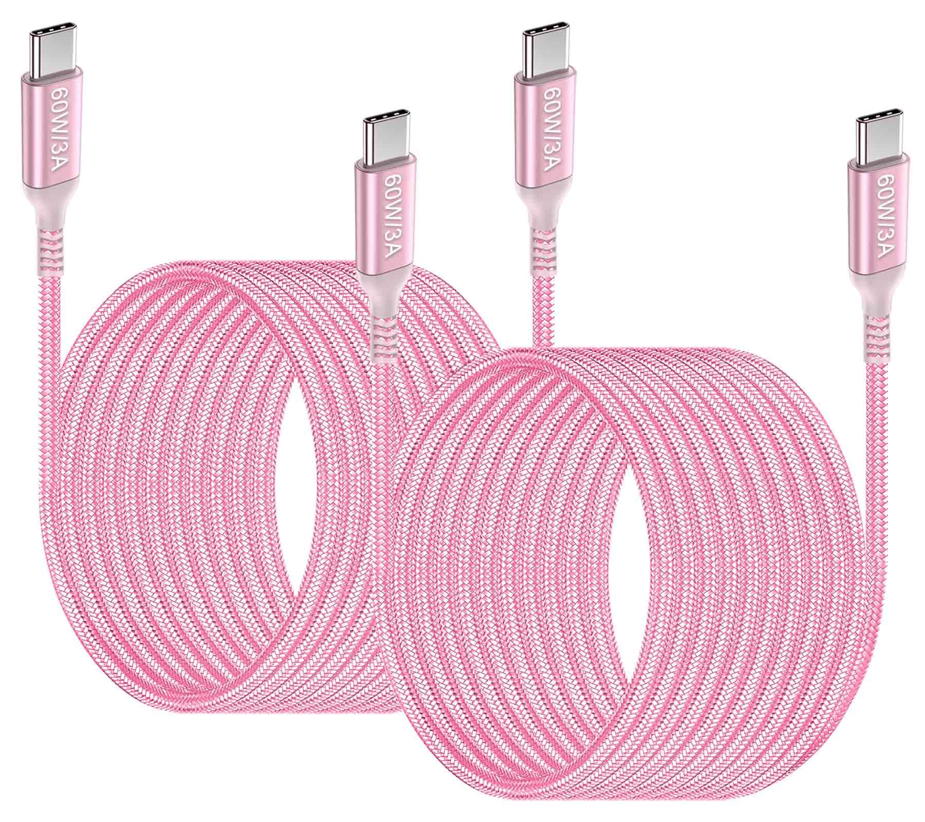 Long Usb C To Usb C Cable 15Ft Pink(2 Pack),60W Fast Charging,Awnuwuy Usb Type C Charger Cord Compatible With Iphone 15 Plus/15 